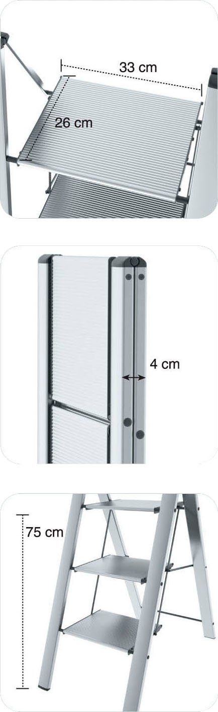 Colombo Newscal Huishoudtrapje Leonardo 2 3-traps, opklapbaar, antislip treden, draagvermogen 150 kg
