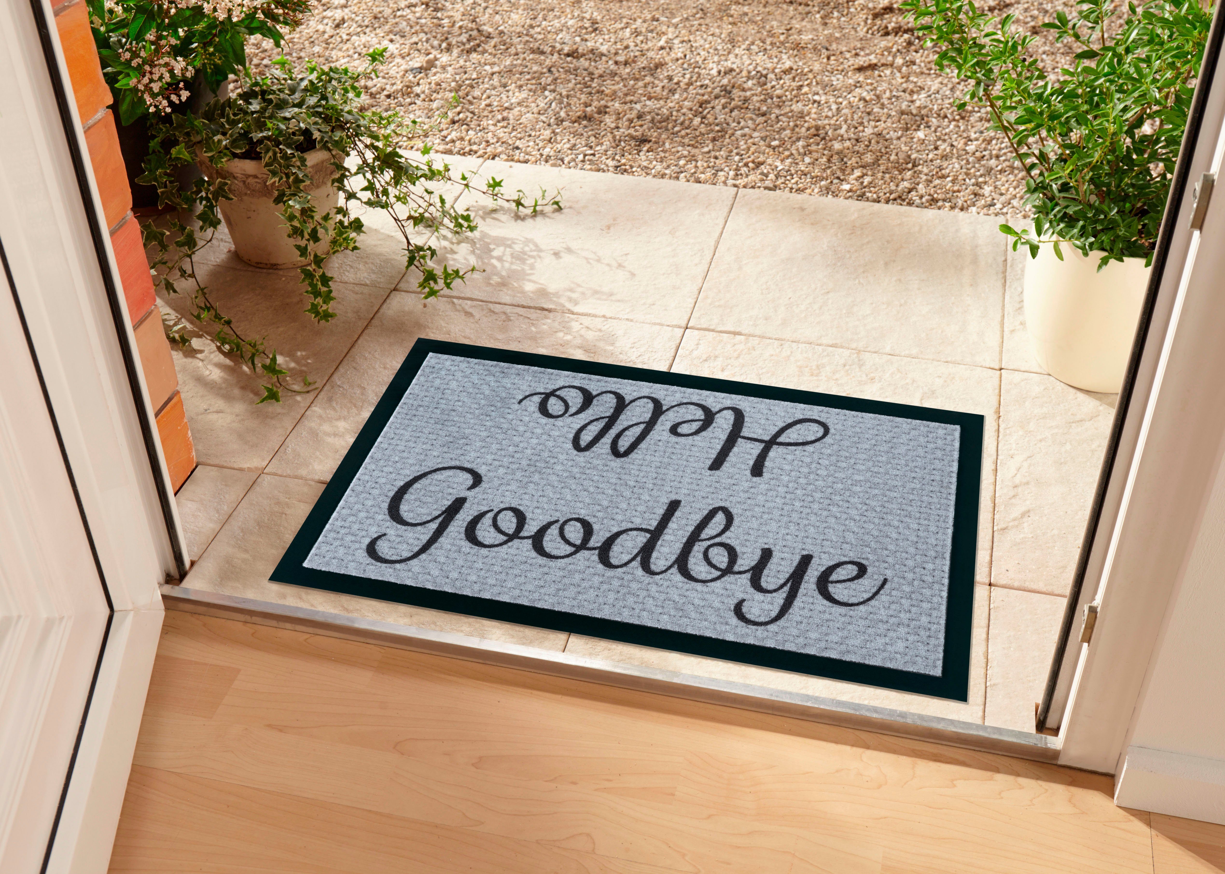 Home affaire Mat Hello, deurmat met quote, tekst-design, wasbaar, robuust, gemakkelijk in onderhoud, antislip