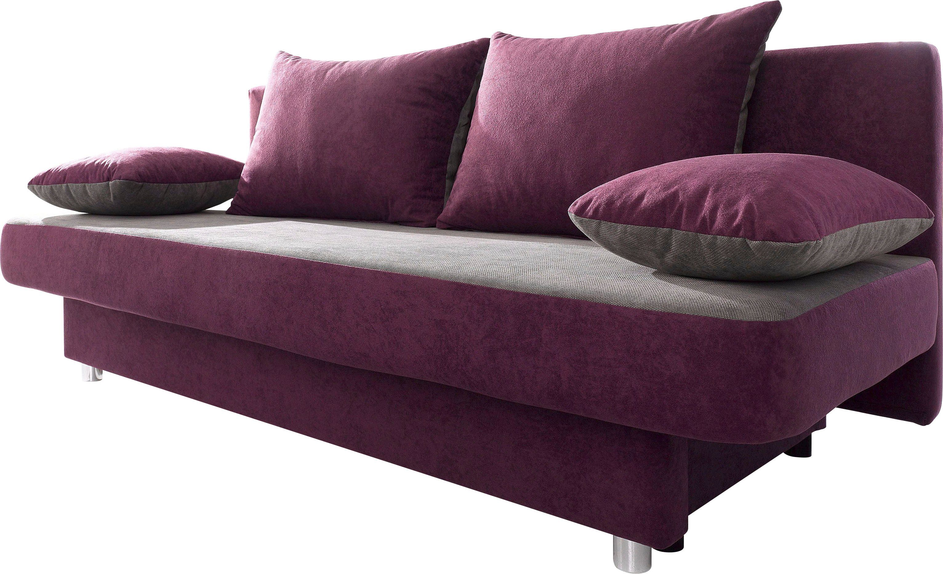 COLLECTION AB Slaapbank ULLA inclusief bedfunctie en opbergruimte Slaapbank, bedfunctie, bedlade, incl. rugkussens, armleuningkussens