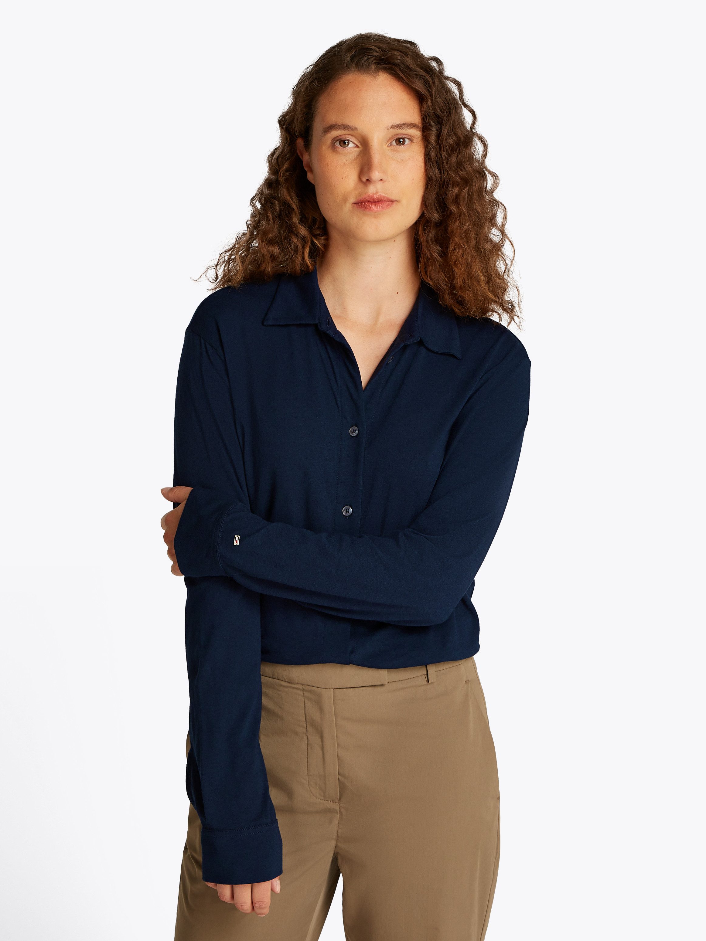 Tommy Hilfiger Klassieke blouse CASUAL BTN DOWN SHIRT LS dames blouses maat XS (34) blauw