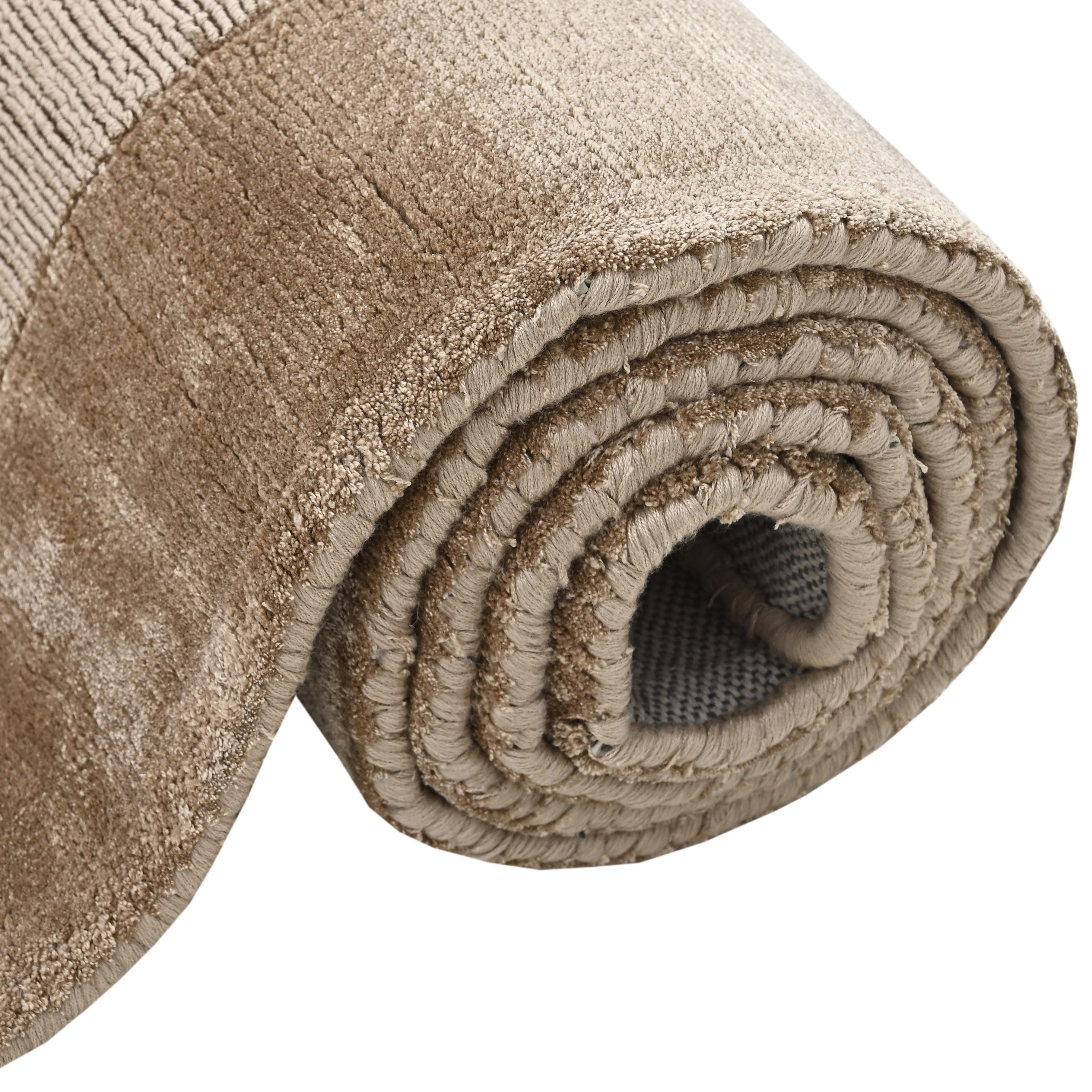 my home Vloerkleed Shirley Light, handgeweven viscose tapijt, met subtiele bies bijzonder glans door viscose, woonkamer, slaapkamer, eetkamer