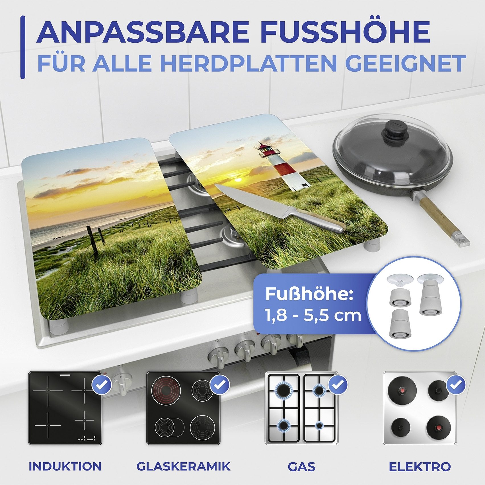 Maximex Kookplaatdeksel Universeel Model Vuurtoren (set, 2-delig)