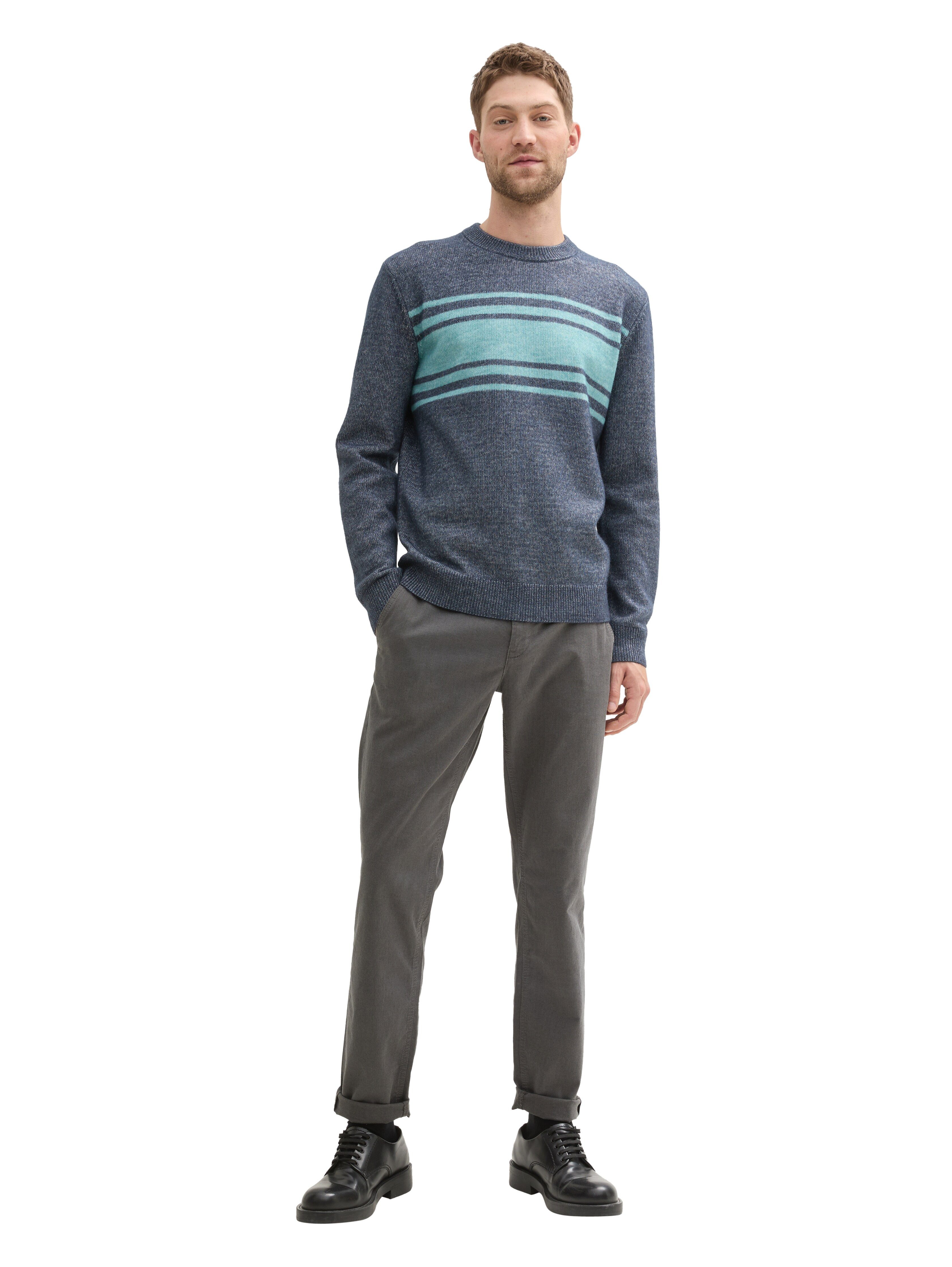 Tom Tailor Trui met ronde hals in brei-look en streepontwerp