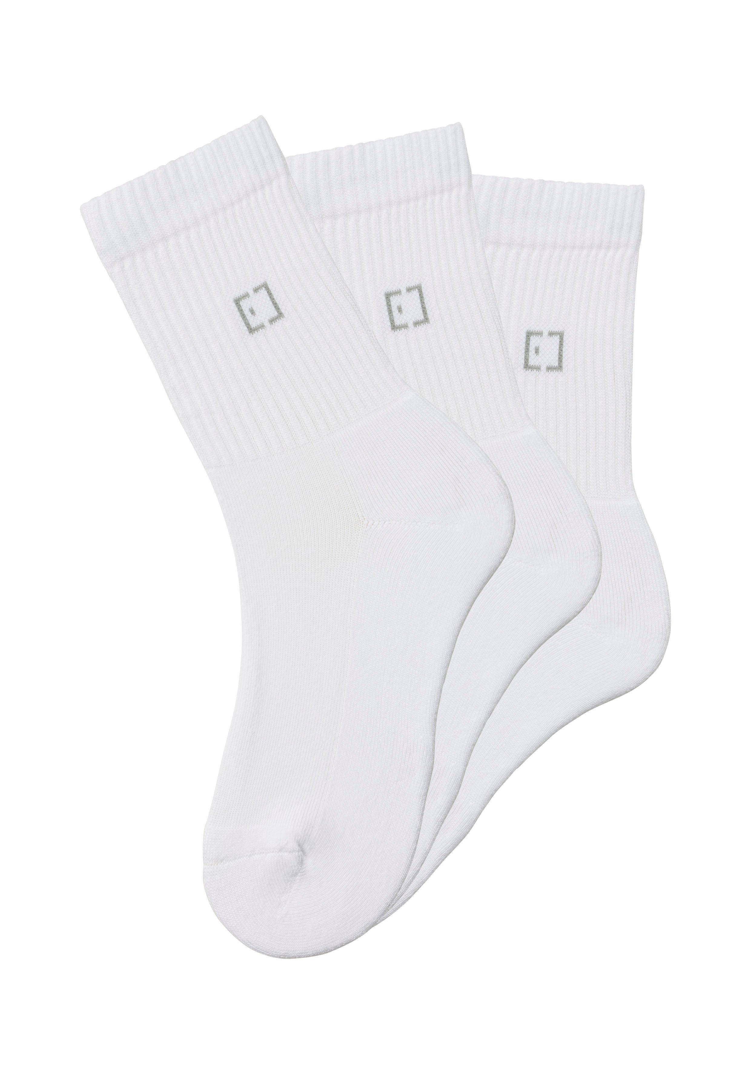 Elbsand Sokken met frotté en gebreid merklogo (set, 3 paar)