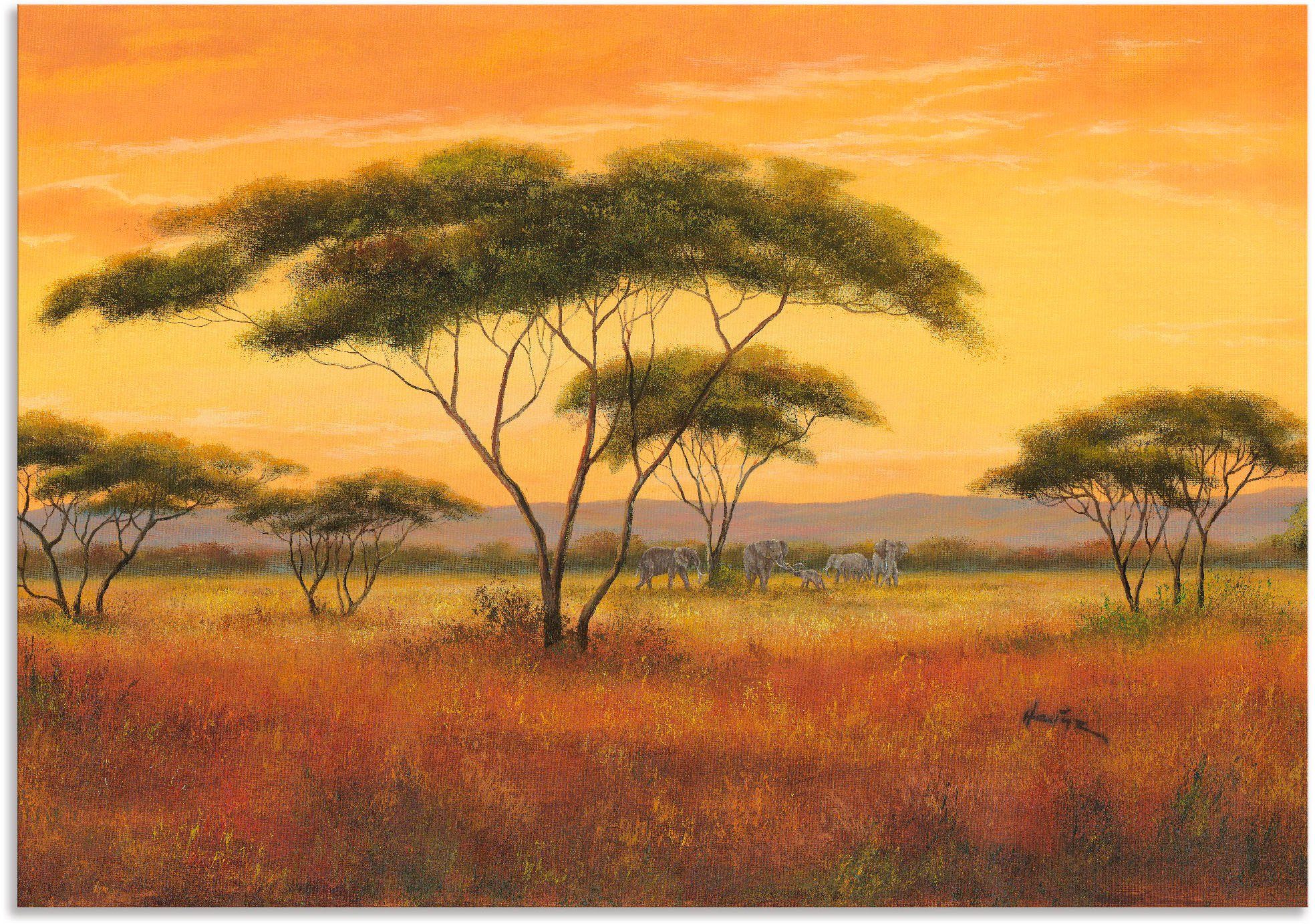 Artland Artprint Afrikaans landschap als artprint van aluminium, artprint voor buiten, artprint op linnen in verschillende maten foto schilderijen