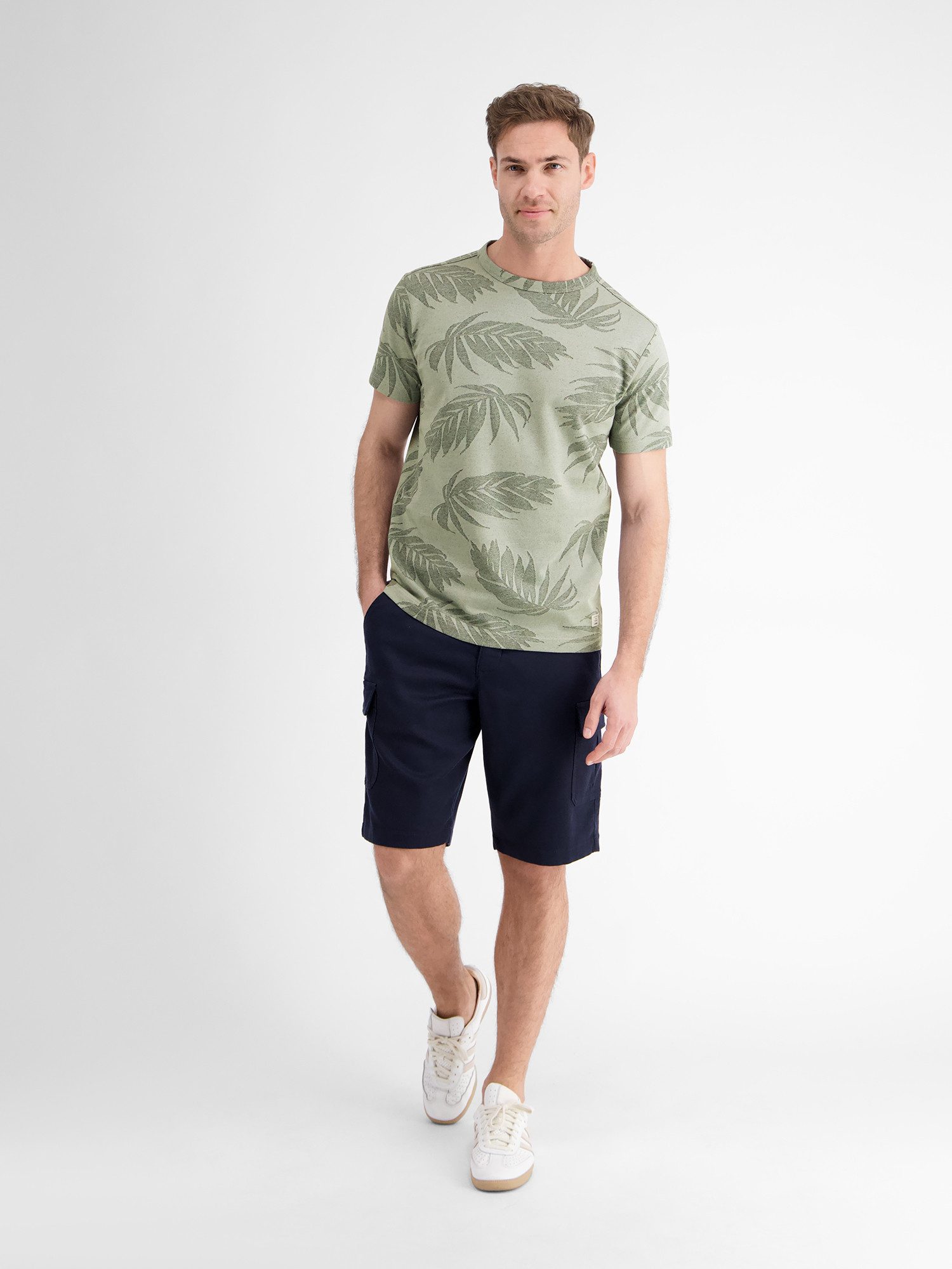 Lerros T-shirt LERROS jacquard T-shirt voor heren