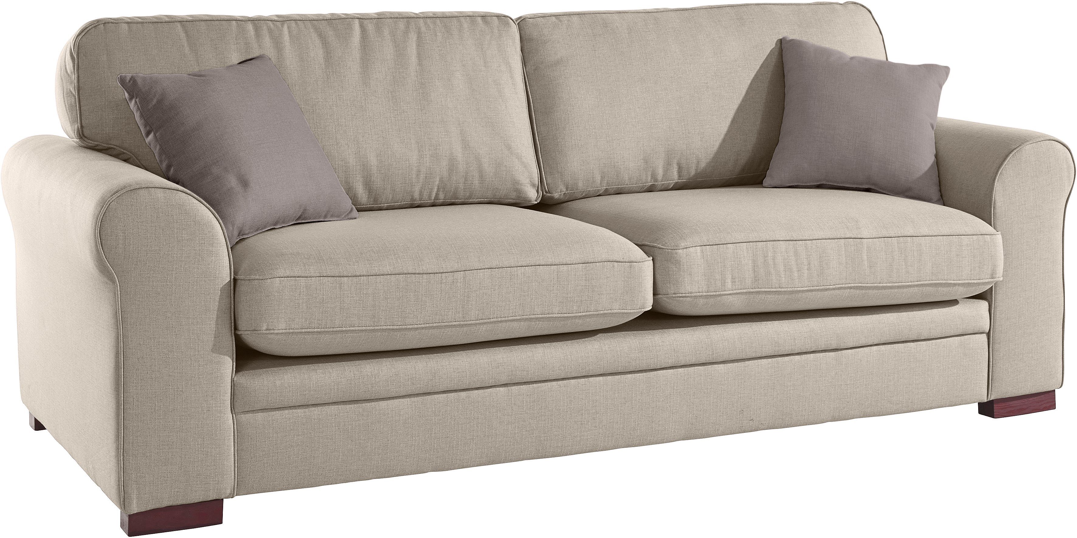 Home affaire 3-zitsbank Broughton zacht zitcomfort, incl. 2 sierkussens, opstaande naad