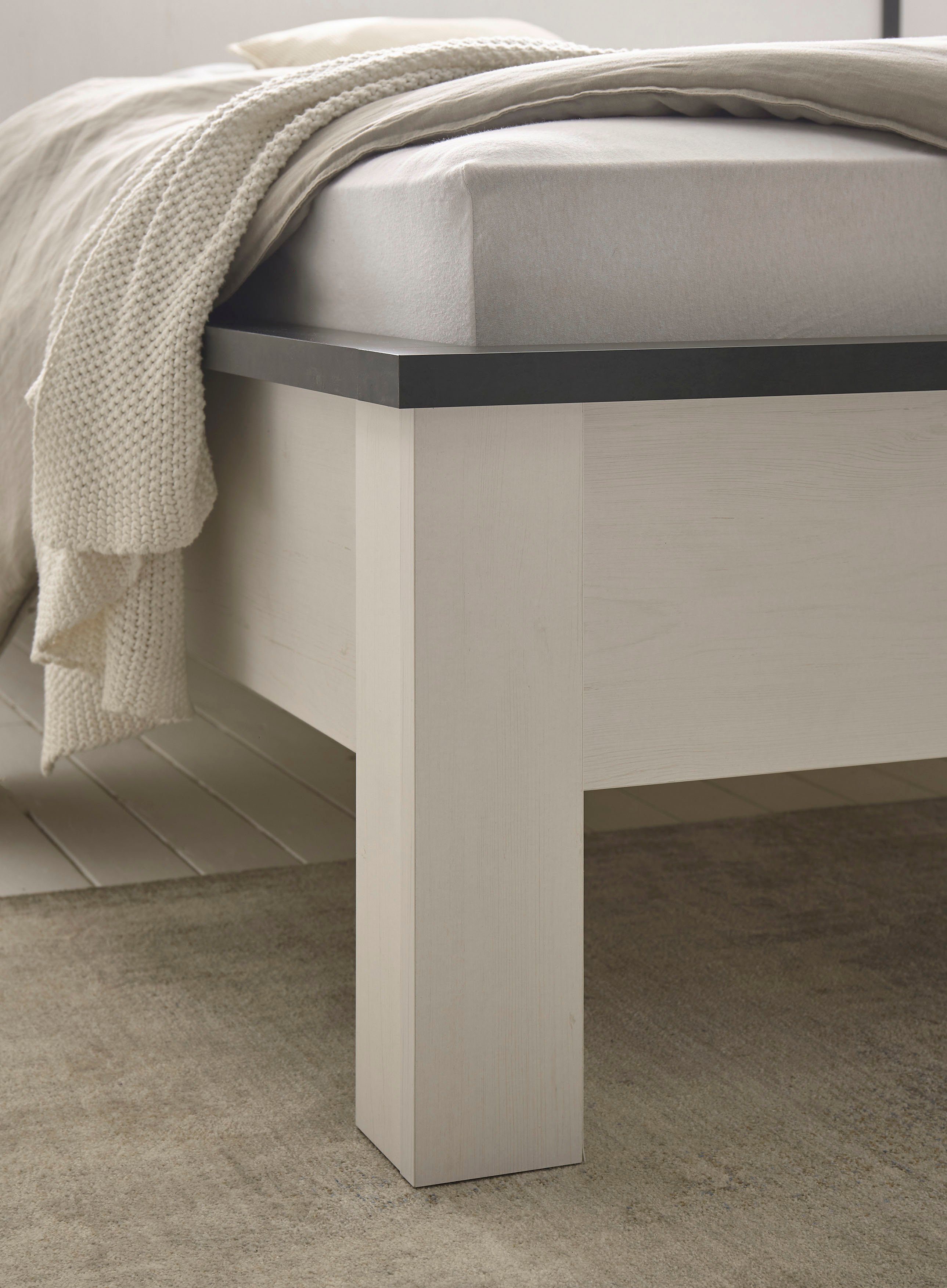 Home affaire Slaapkamerserie Sherwood Ligoppervlak 140 x 200 cm, kast 3-deurs 161 cm breed (4-delig)