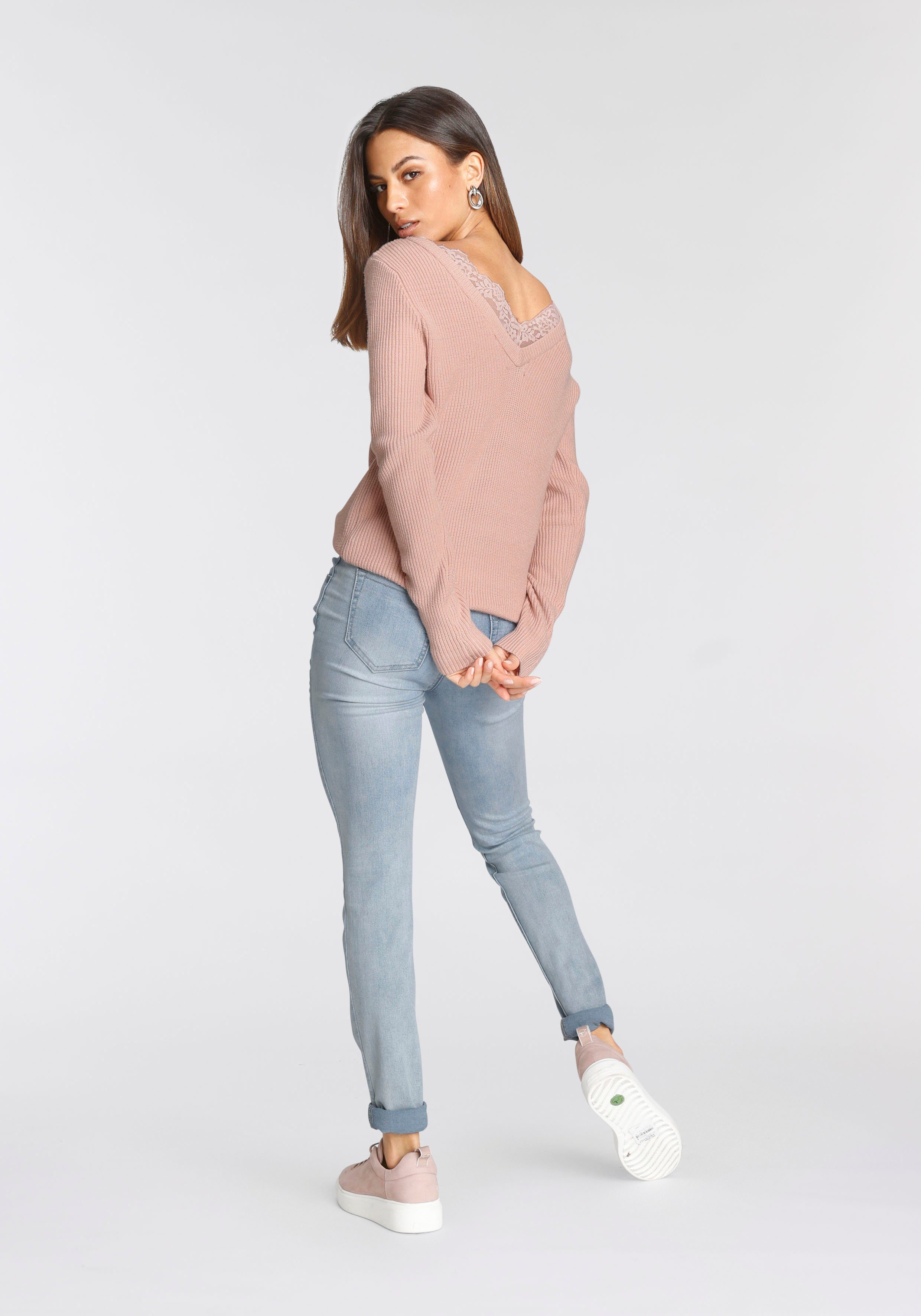 Tamaris Skinny fit jeans smalle broekpasvorm, normale taille, 5-pocket-vorm, used-wassing