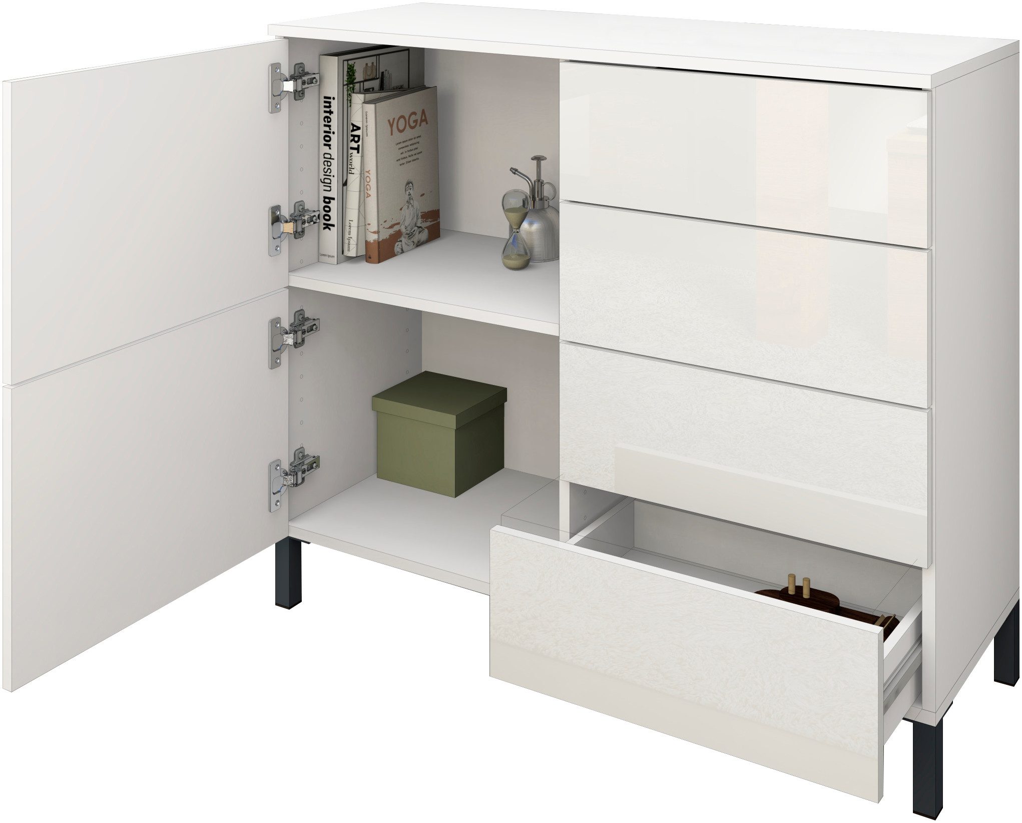 borchardt Möbel Kast Drukknop (Push-To-Open), in hoogte verstelbare planken
