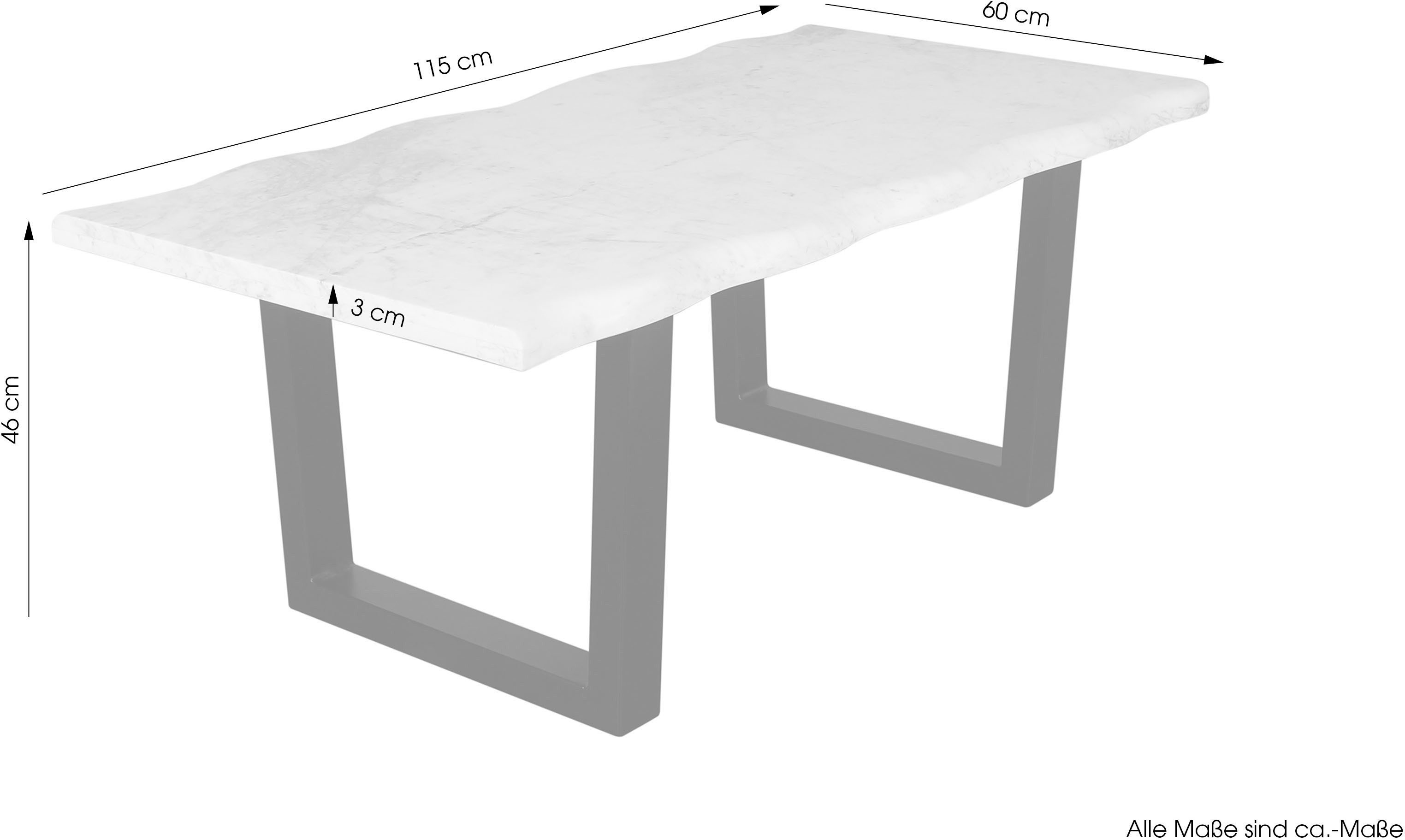 byLIVING Salontafel Stone uit echt wit marmer met natuurlijke golfrand, 115x60cm (1 stuk)