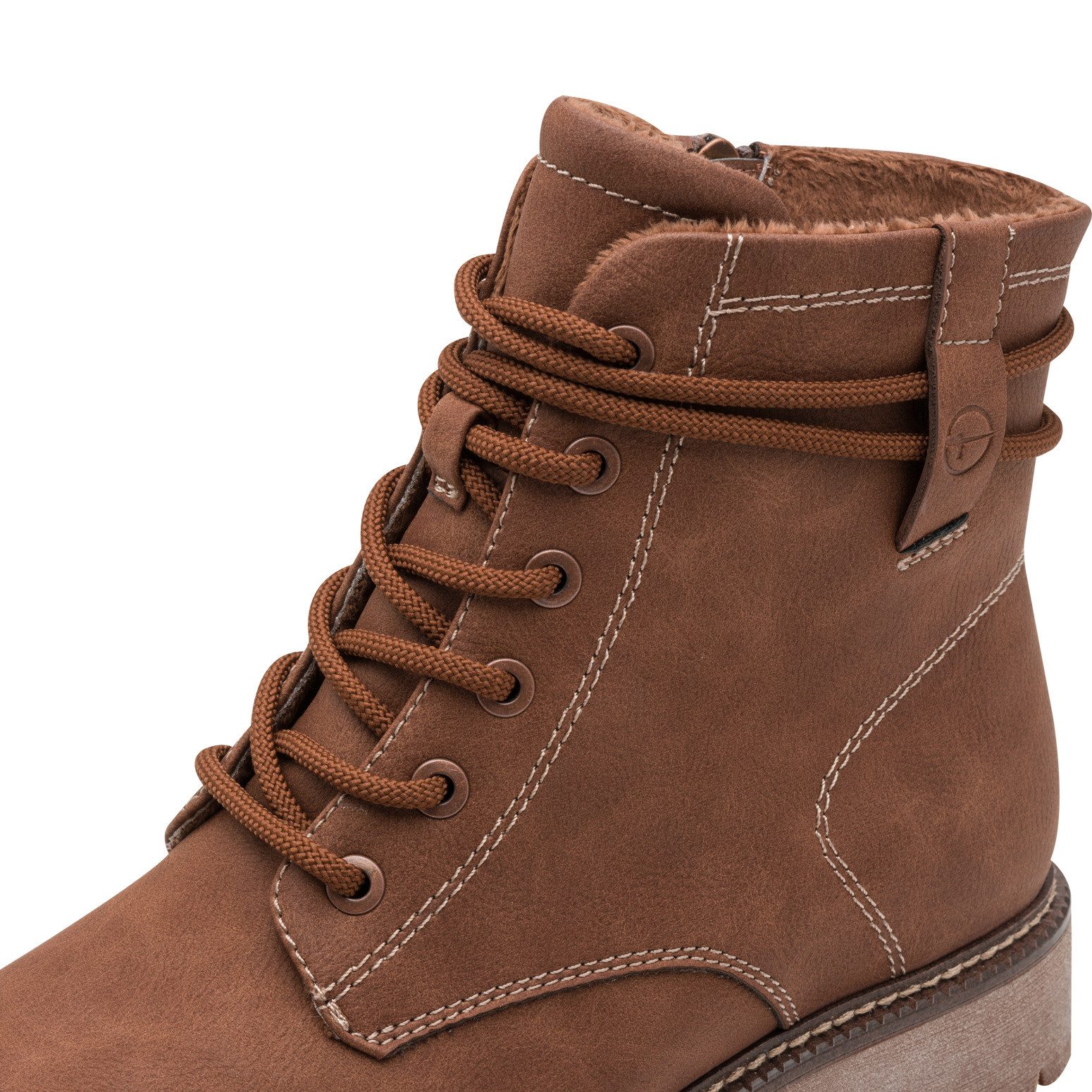 Tamaris Veterlaarsjes blokhak, veterschoenen in vegan verwerking
