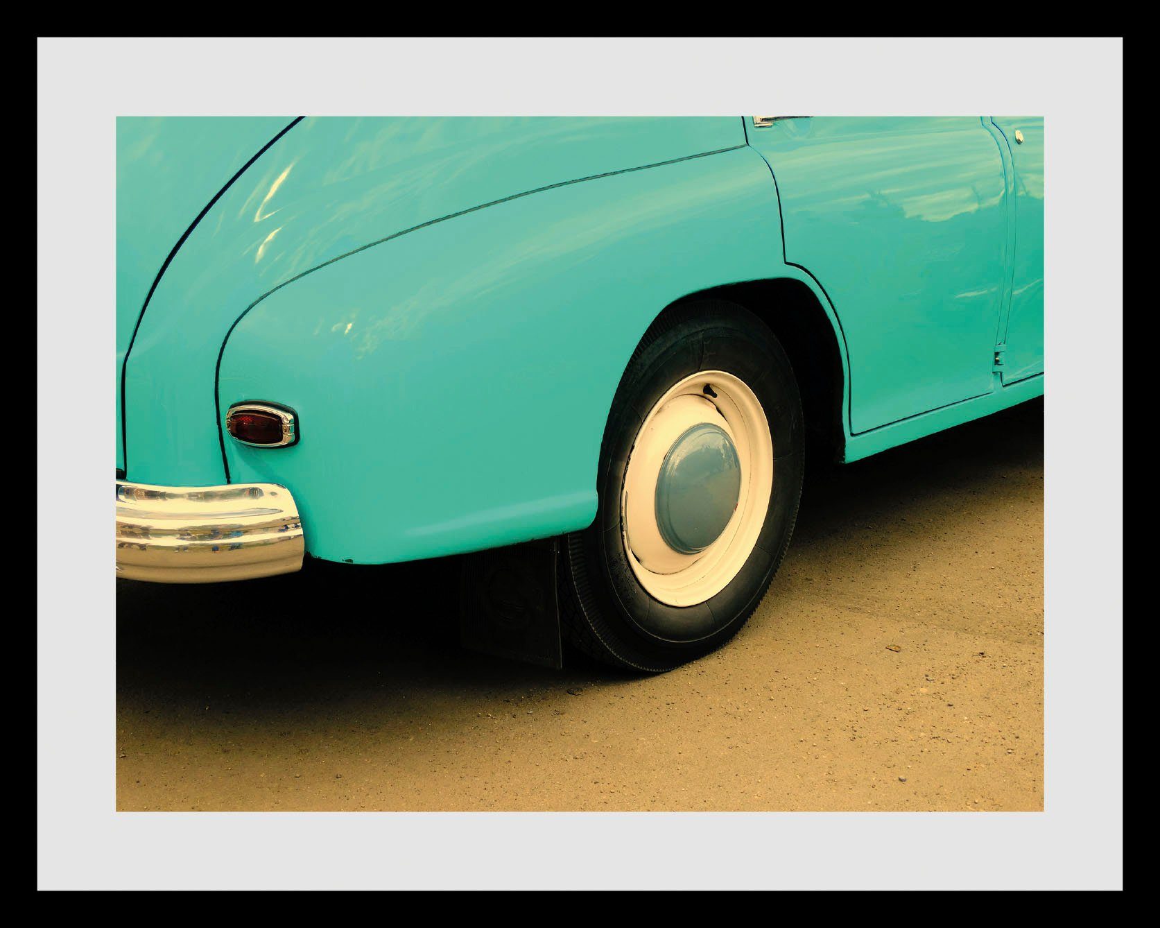 queence Wanddecoratie Oldtimer HD premium posterdruk incl. houten lijst (1 stuk)