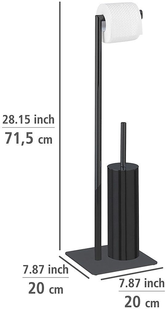WENKO Toiletset Model Recco Standset, staal, met toiletpapierrolhouder en toiletborstel