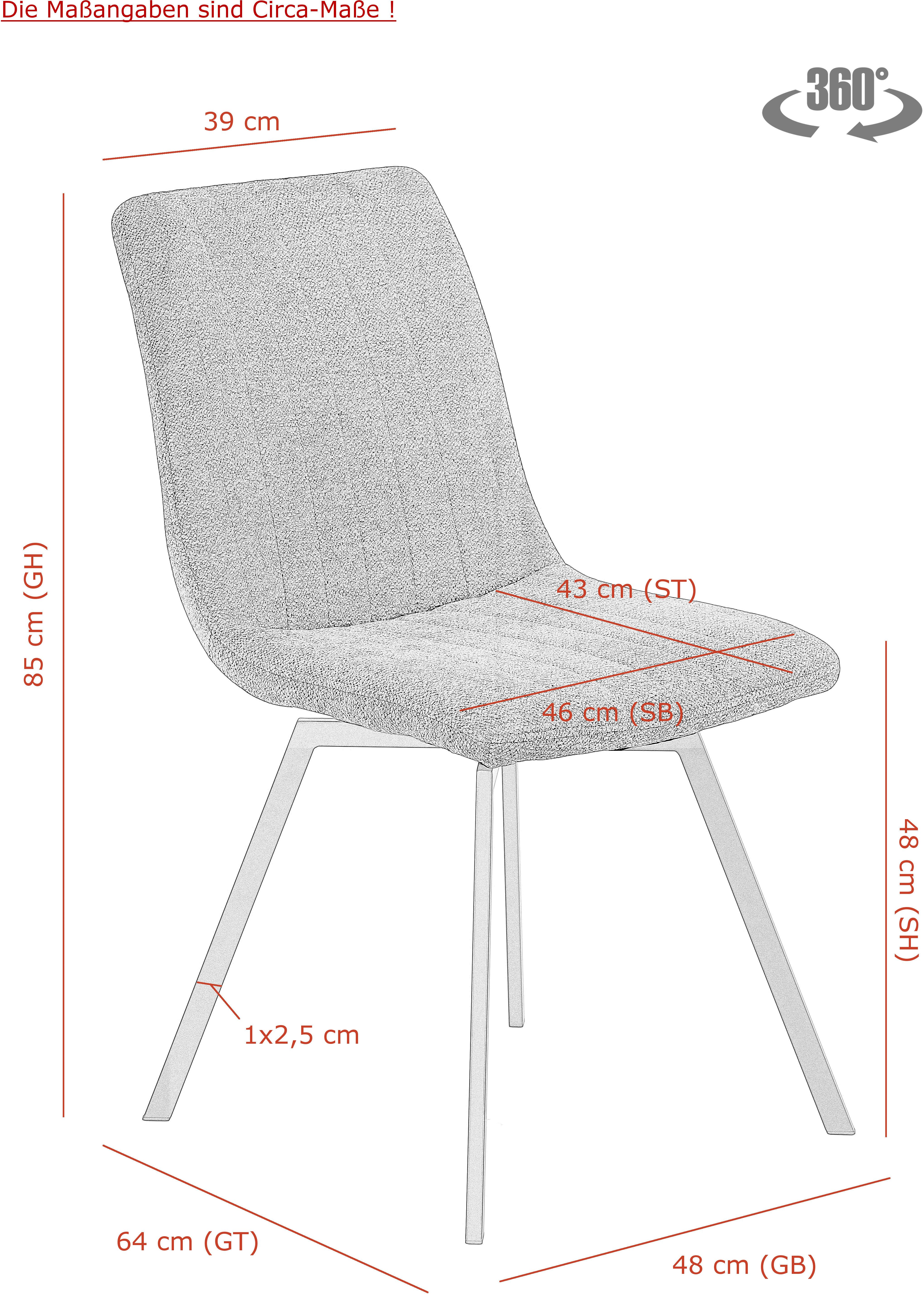 HELA Eethoek Saar Tafel 160-200x90 cm, inlegplaat, X-frame, stoel 360° draaibaar (6-delig)