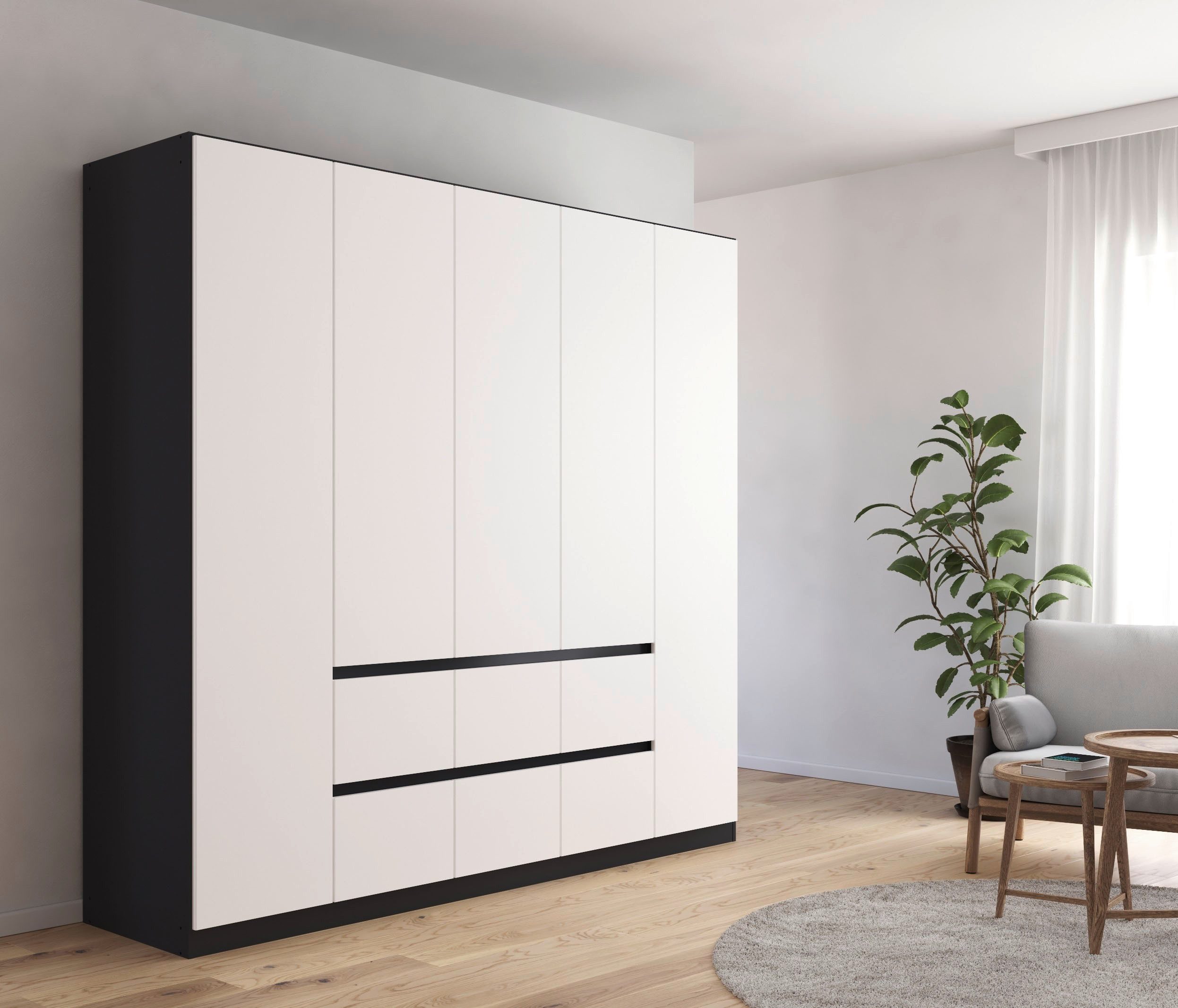 rauch Draaideurkast Kledingkast kast garderobe garderobekast MAINZ greeploze front, buitendeuren met push-to-open functie made in germany