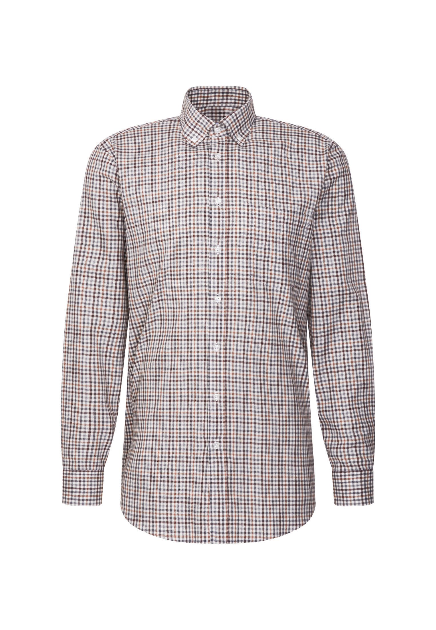 seidensticker Flanellen overhemd Zwarte roos Regular 1/1 Button-down kraag ruit
