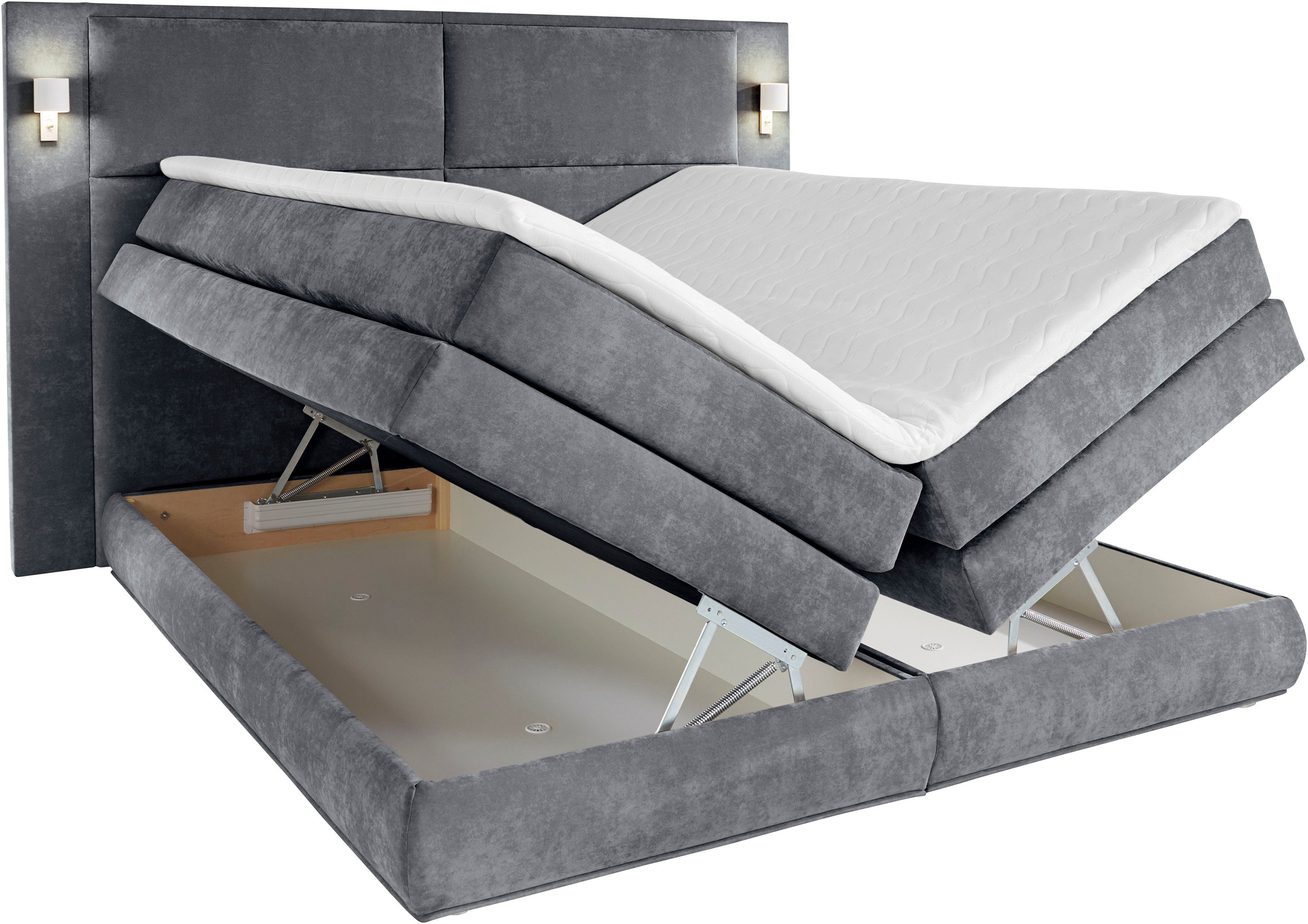 COLLECTION AB Boxspring Copenhagen inclusief bedkist, topmatras, naar keuze met ledverlichting