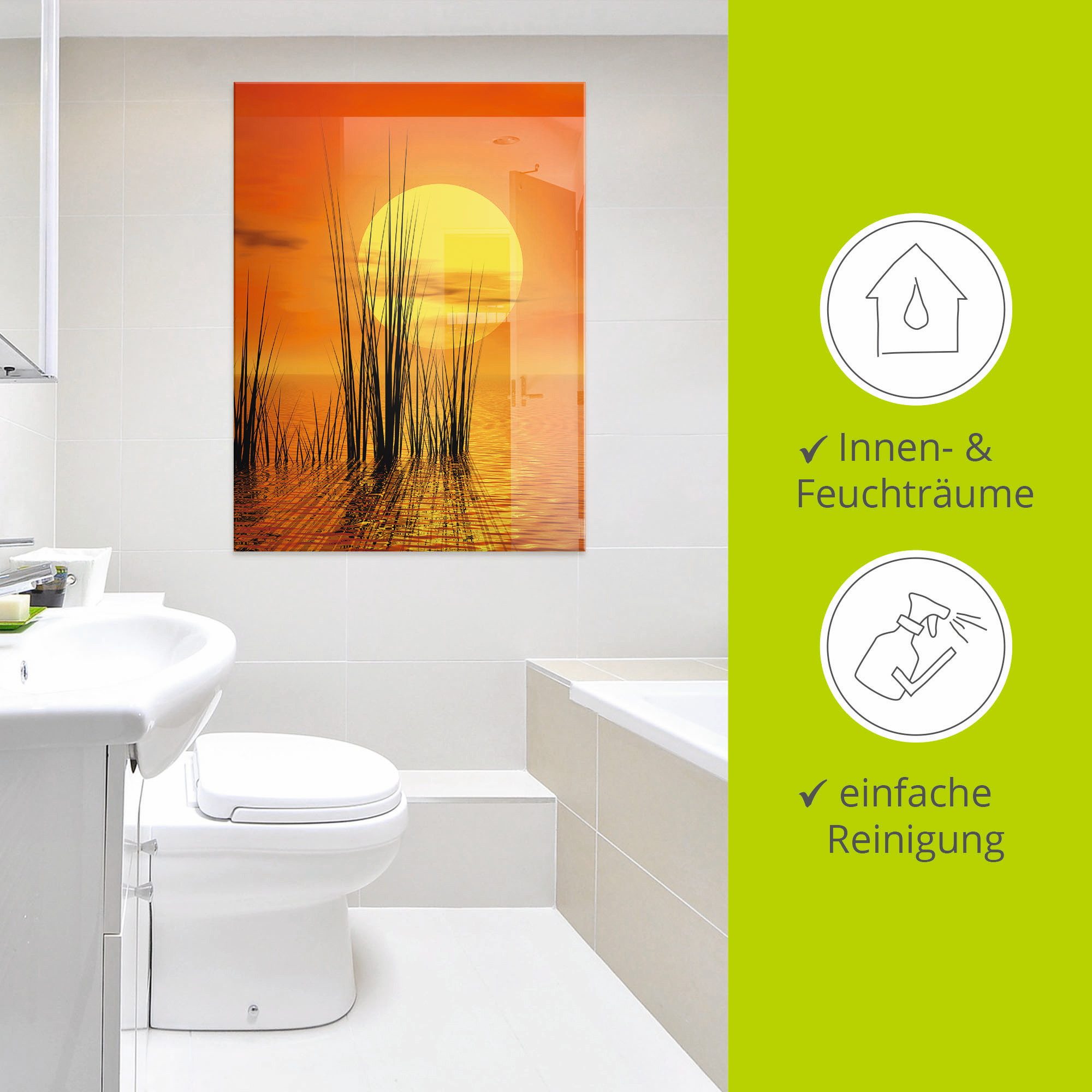 Artland Print op glas Zonsondergang met riet
