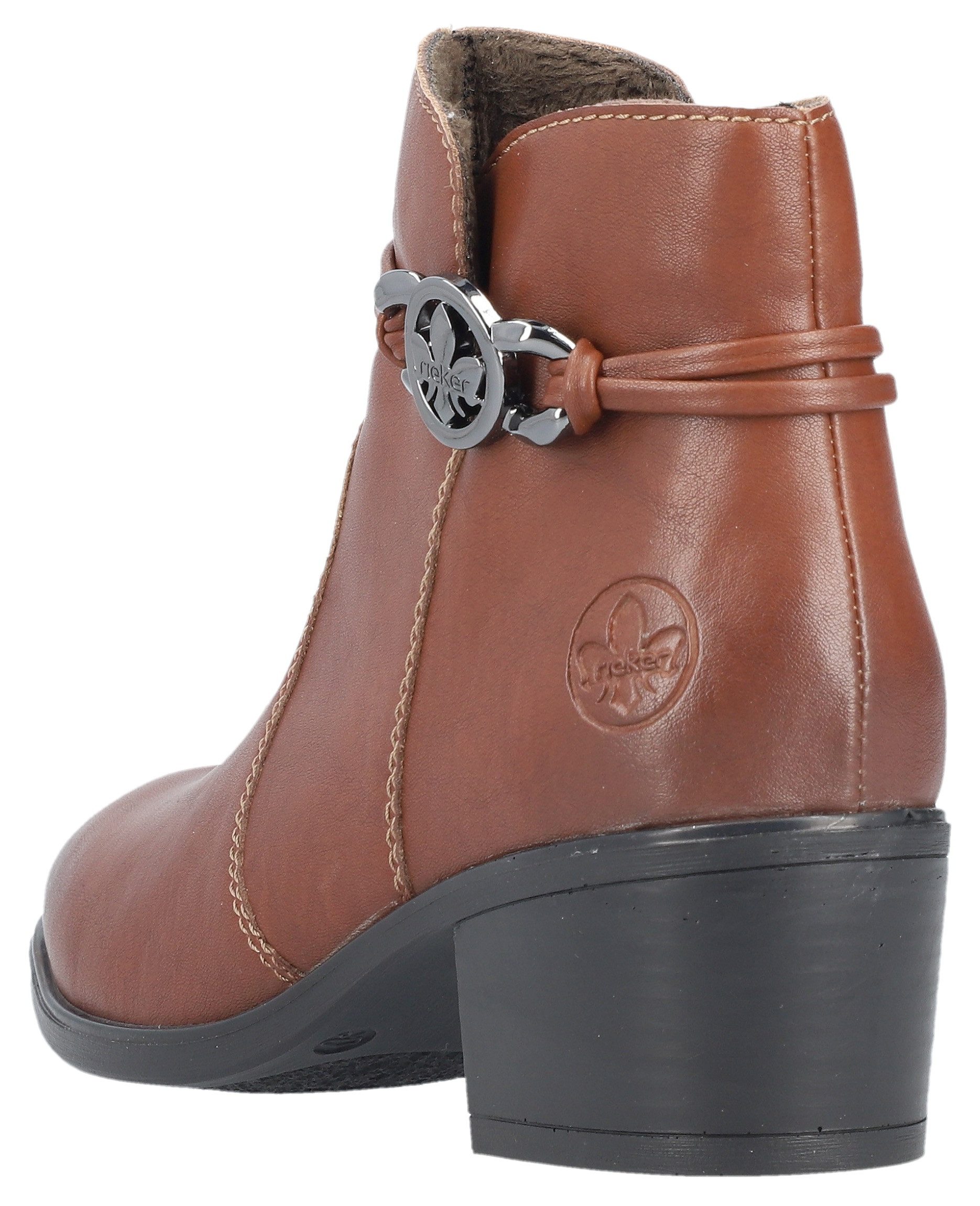 Rieker Laarsjes ankleboots, klassieke enkellaars, blokhak, binnenrits