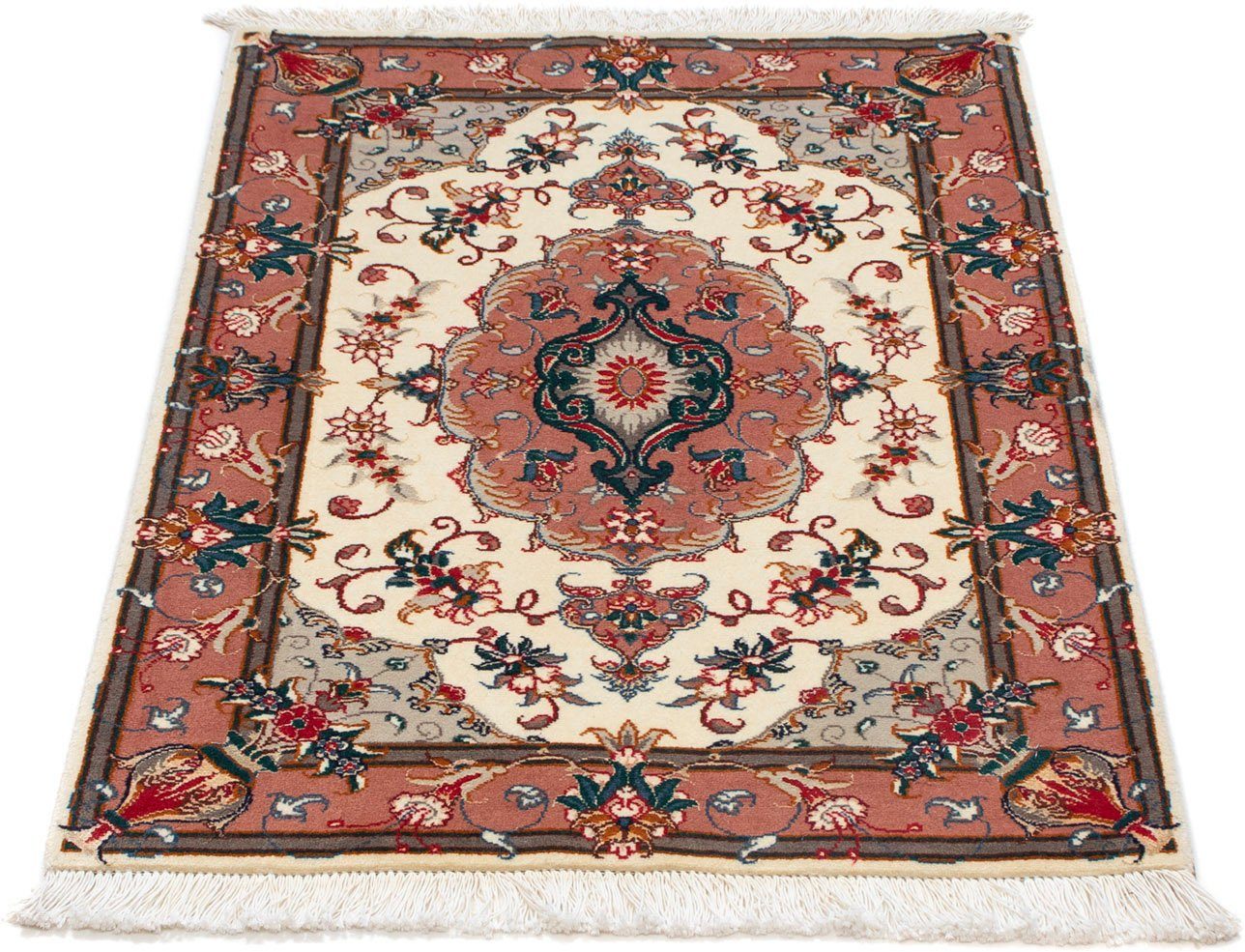 morgenland Hoogpolige loper Moud medaillon beige 288 x 80 cm Uniek exemplaar met certificaat