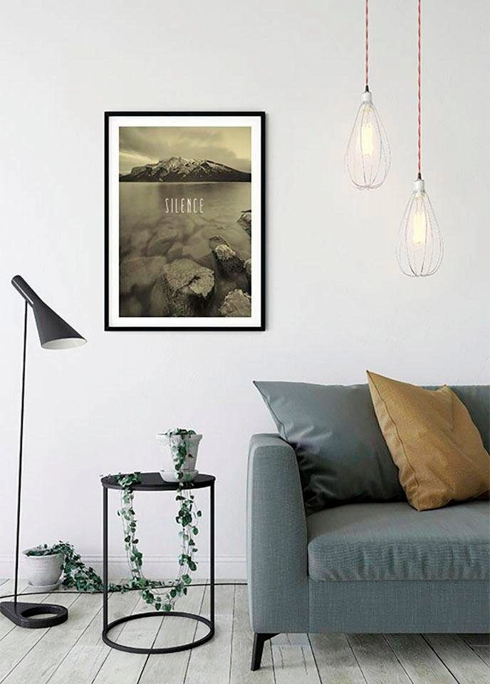 Komar Wanddecoratie Word Lake Silence zandkleur Wanddecoratie - zonder lijst (1 stuk)