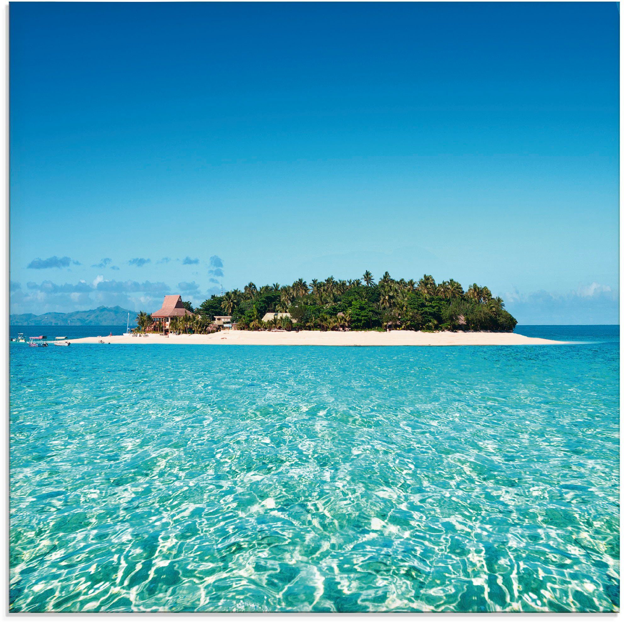 Artland Print op glas Verbluffend Fiji eiland en heldere zee (1 stuk)
