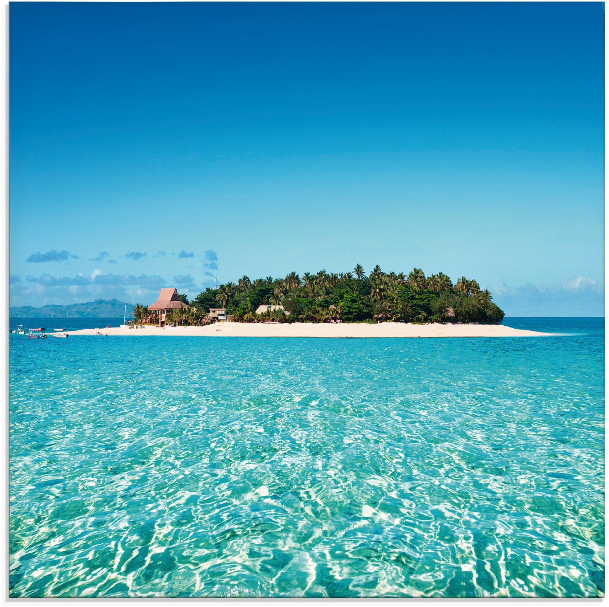 Artland print op glas Verblüffende Fiji Insel und klares Meer