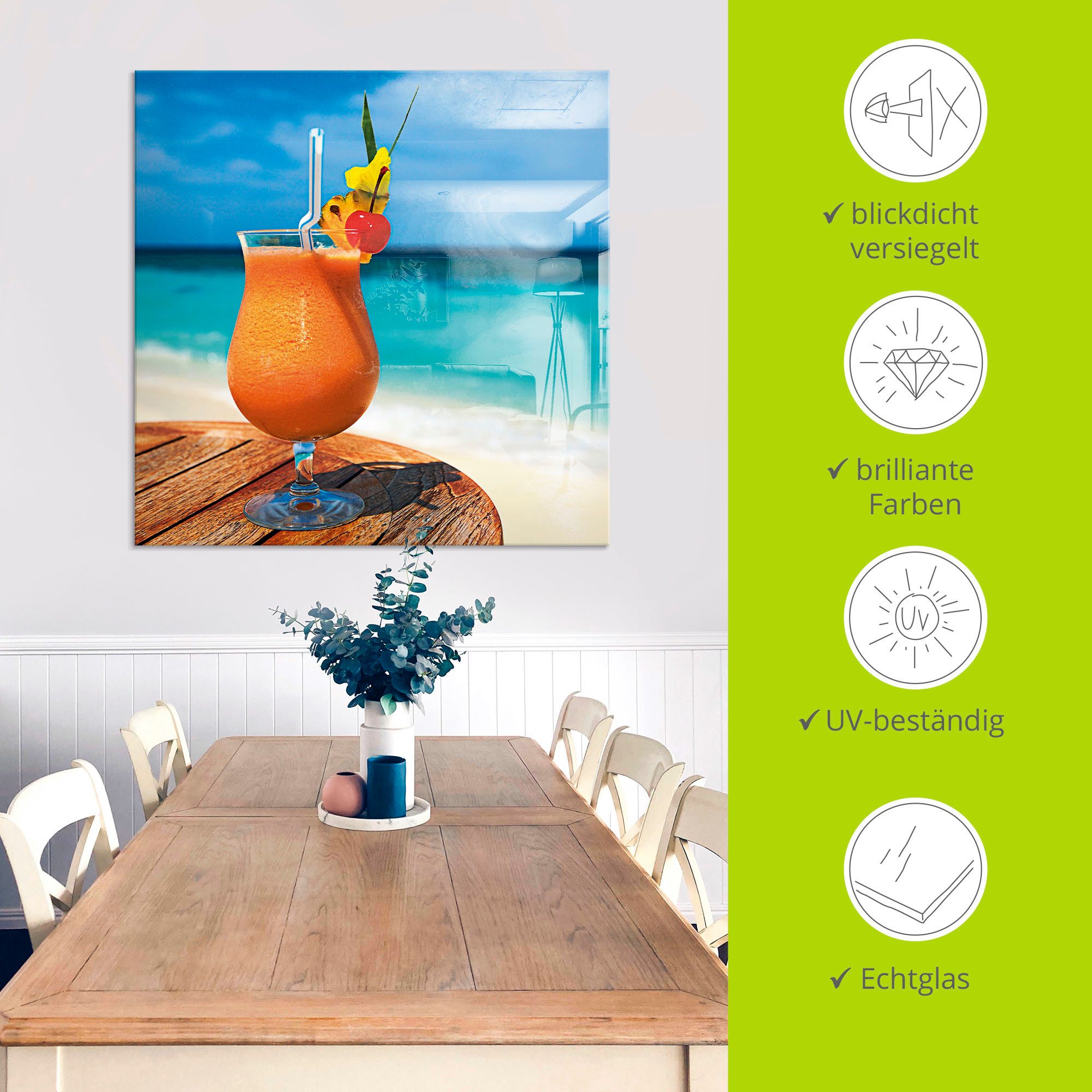 Artland Print op glas Bokaal met fruitcocktail