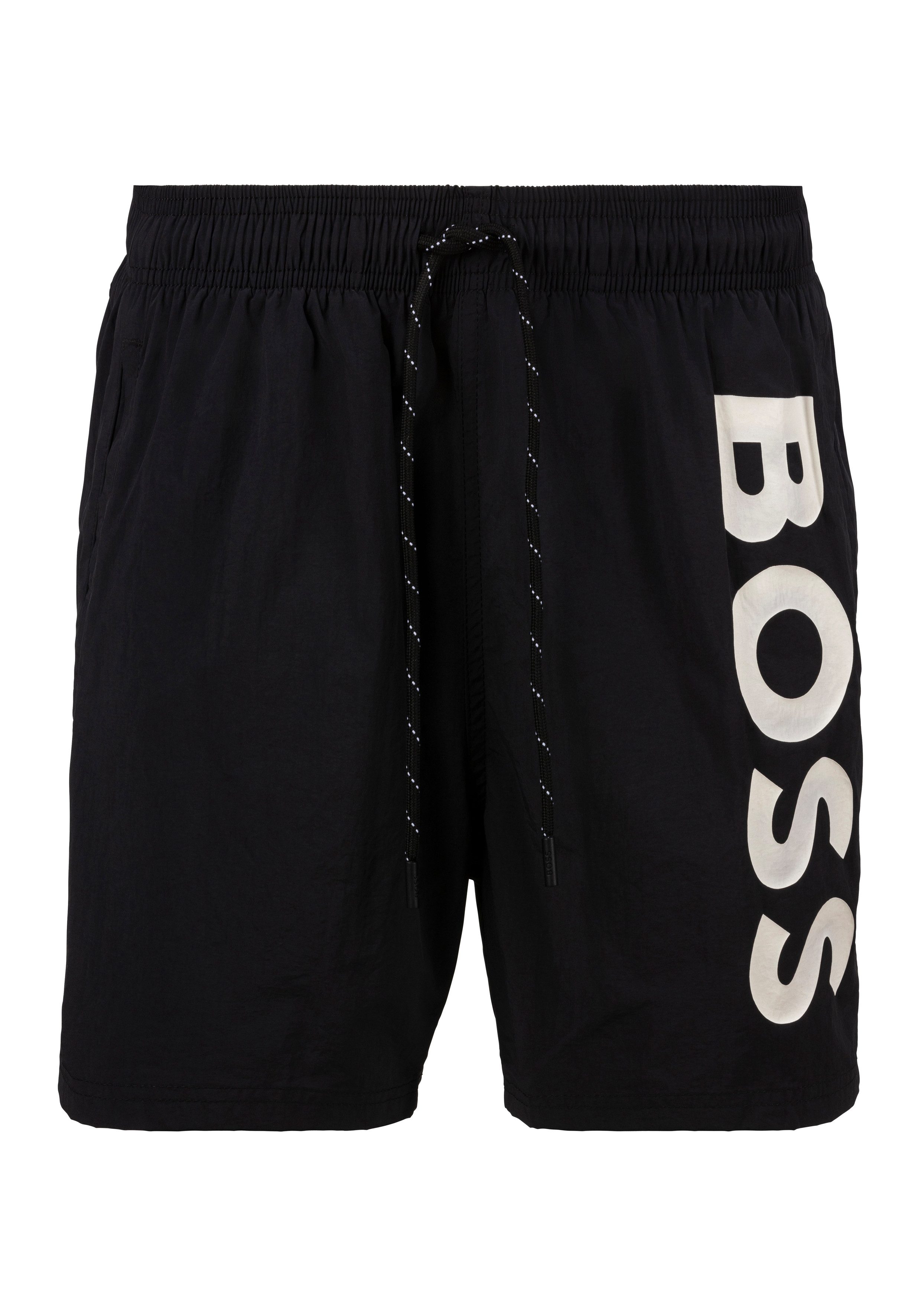 BOSS Zwemshort Octopus Met logotekst elastische tailleband met koord