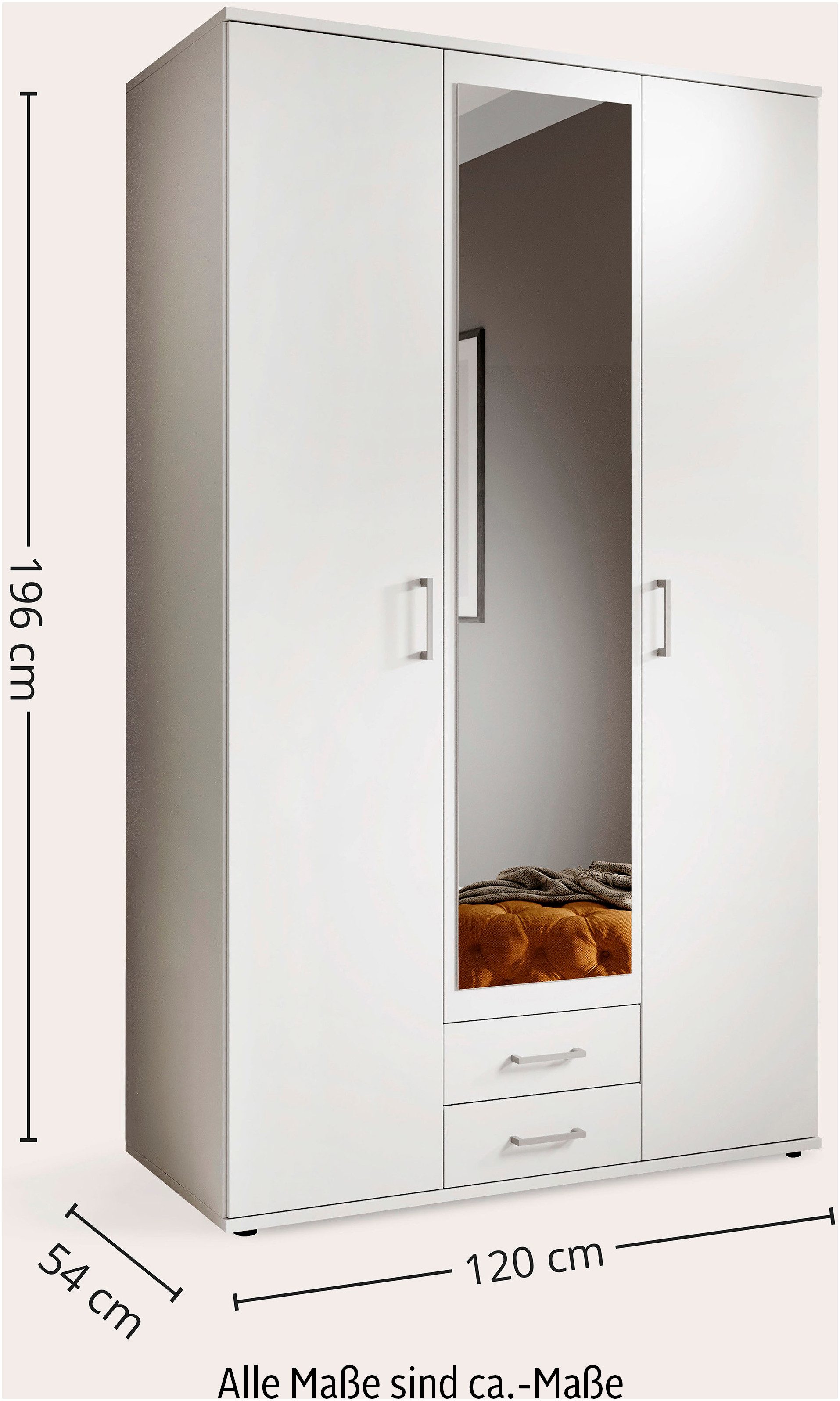 Schlafkontor Kledingkast Karl draaideurkast slaapkamerkast met spiegel garderobe