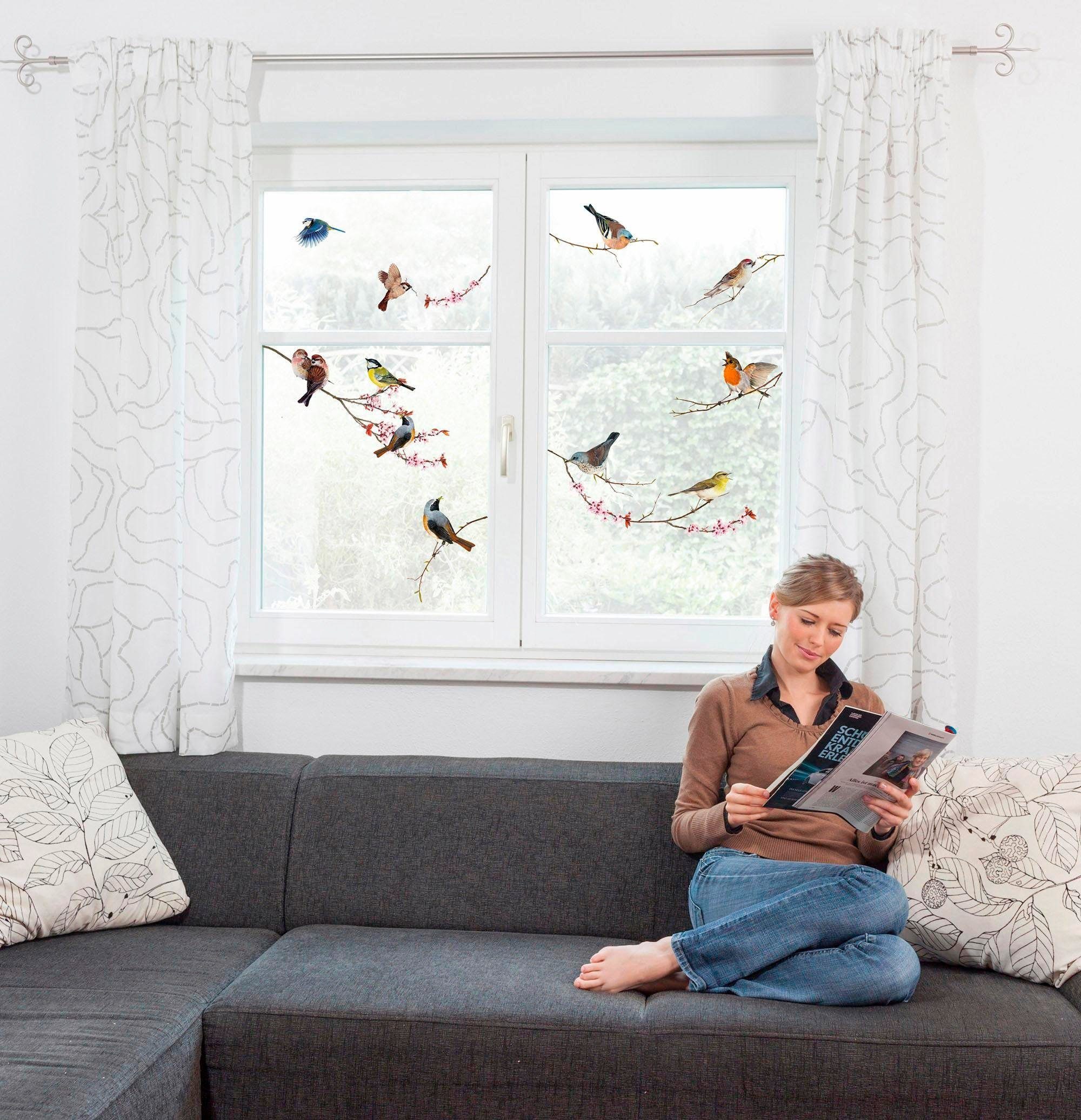 Komar Raamdecoratie Vogels 31x31 cm, zelfklevend (12 stuks)