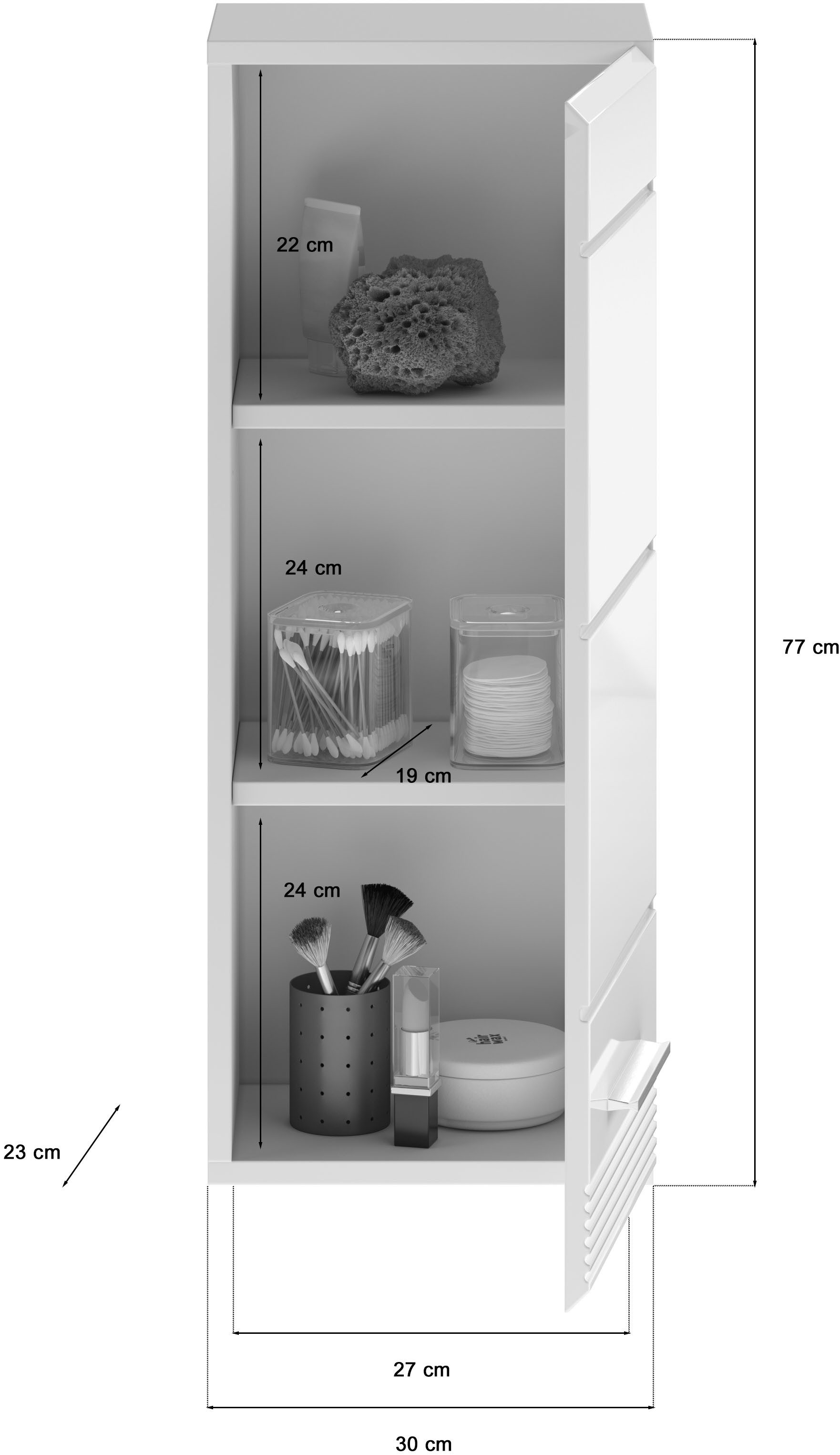 INOSIGN Hangend kastje Malmö, breedte 30 cm, 1 deur (verwisselbare deurstop), 2 planken in verschillende kleuren verkrijgbaar, badkamermeubels, badkamerkast, kast, badkamer