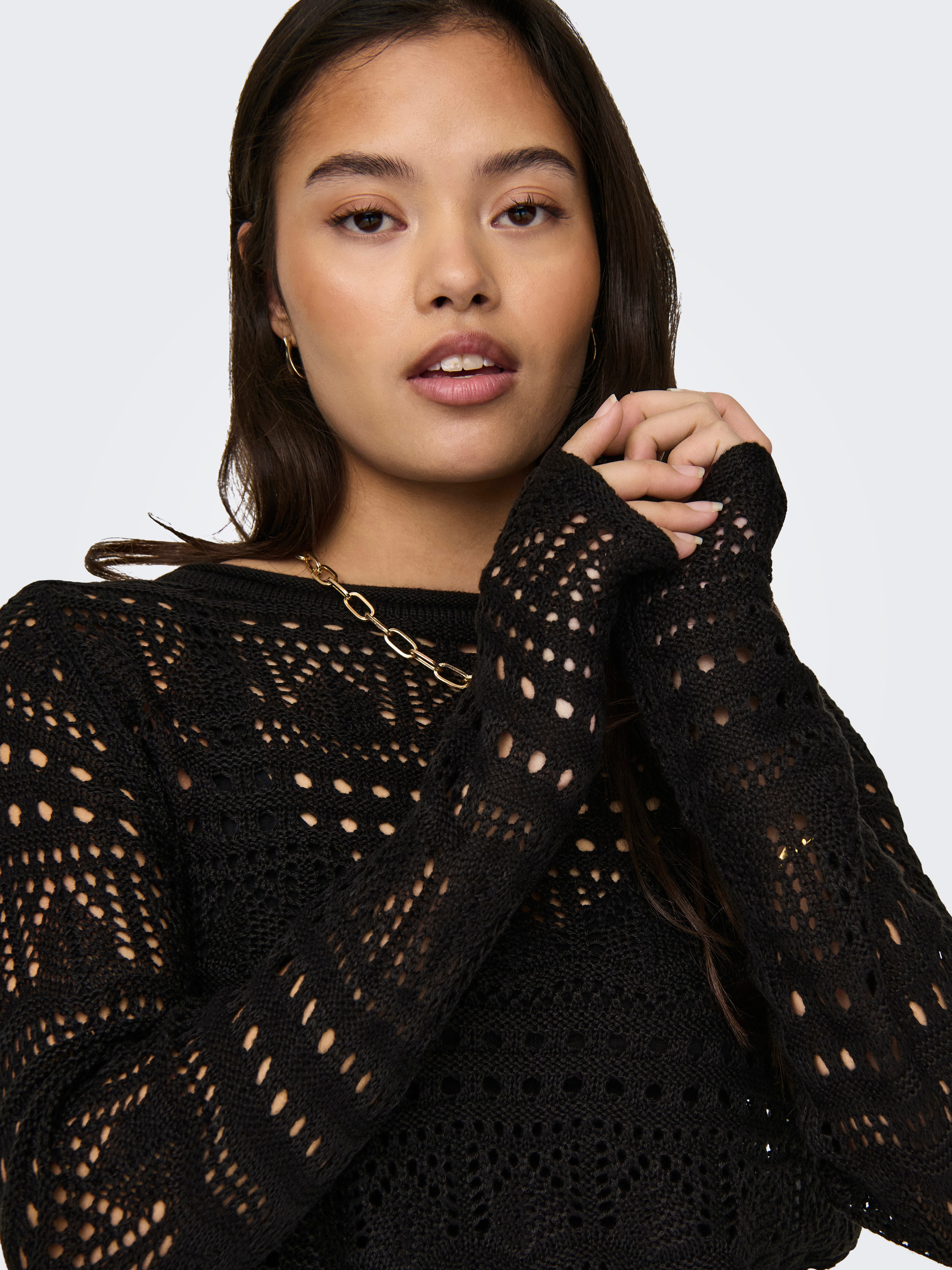 JDY Trui met ronde hals JDYSUN LAY L/S BOATNECK PULLOV. KNT NOOS