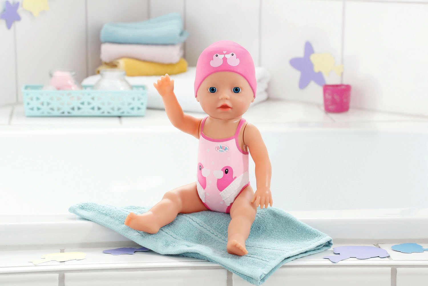 Baby Born Babypop My First Swim Girl, 30 cm zwemt met borstcrawl en vlinderslag