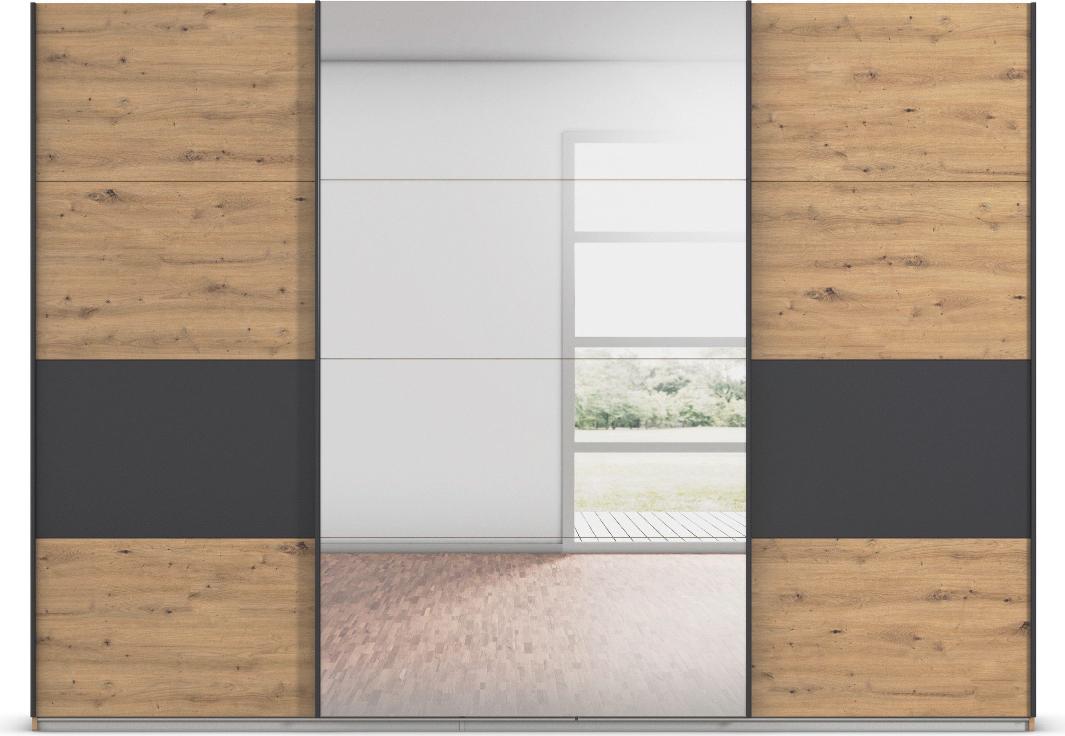 rauch Schuifdeurkast Kledingkast Kast Garderobe CORTONA inclusief indeling, 2 stoffen dozen en extra planken