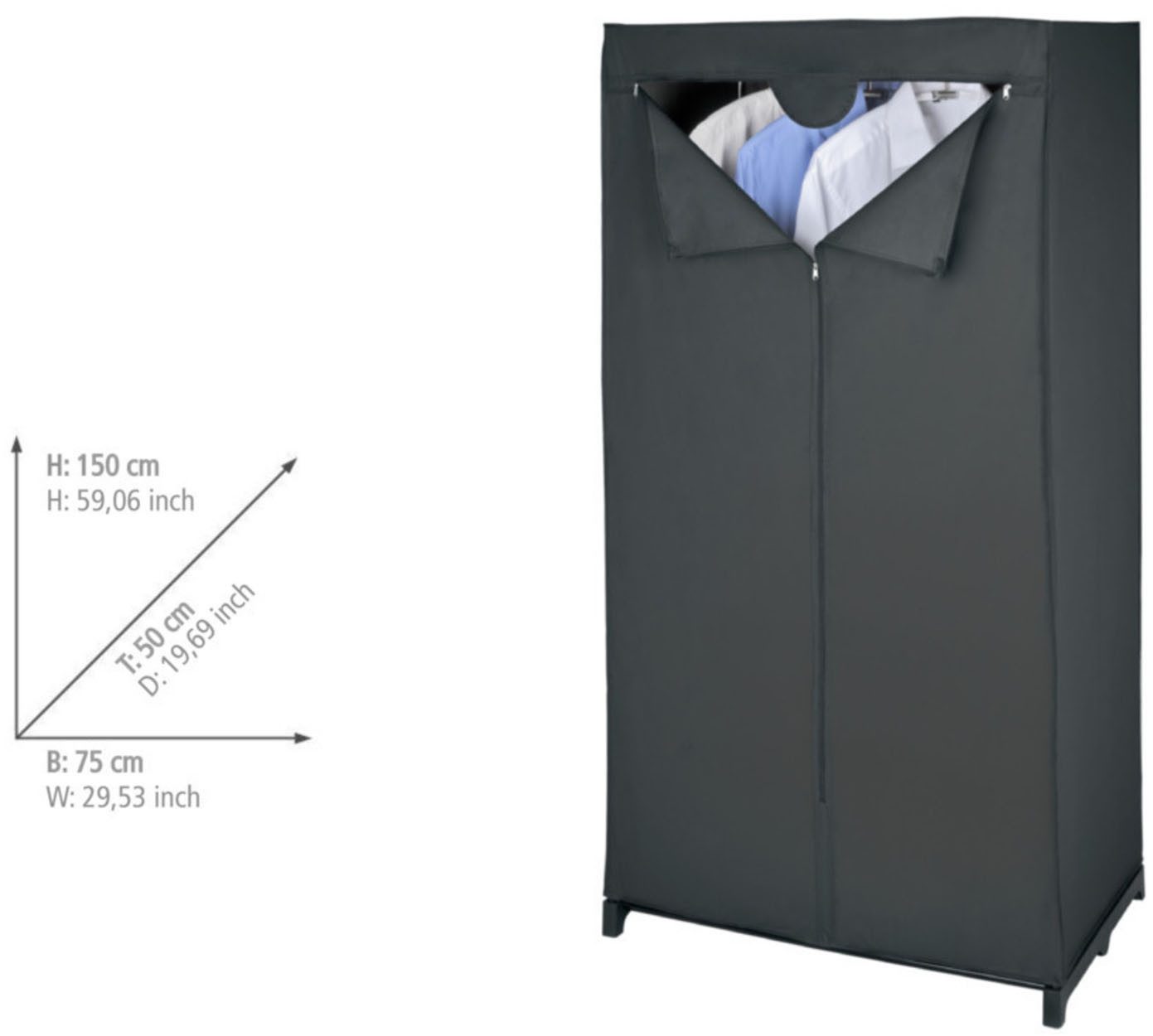 WENKO Stofkast Modell Deep Black Afmeting (b x h x d): 75 x 150 x 50 cm