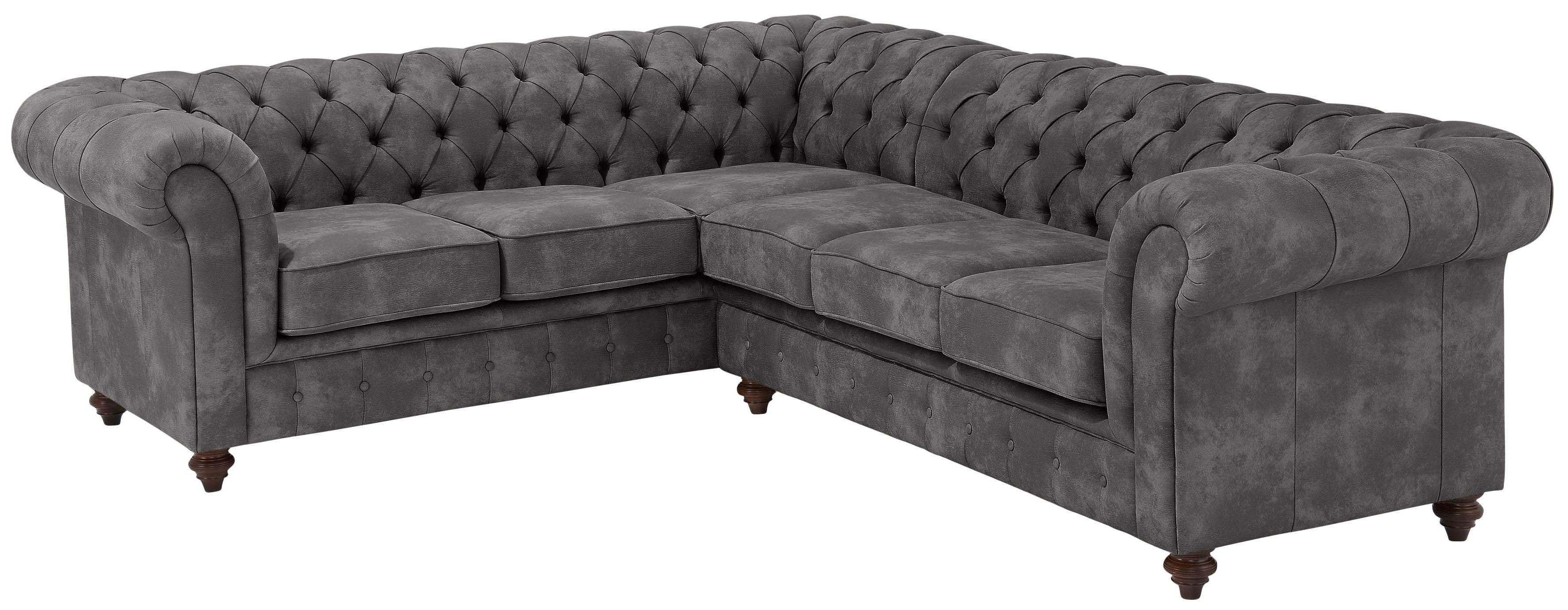 Home affaire Chesterfield-bank Chesterfield hoekbank, ook in leer L-vorm hoogwaardige knoopdetails, langer gedeelte links of rechts naar keuze