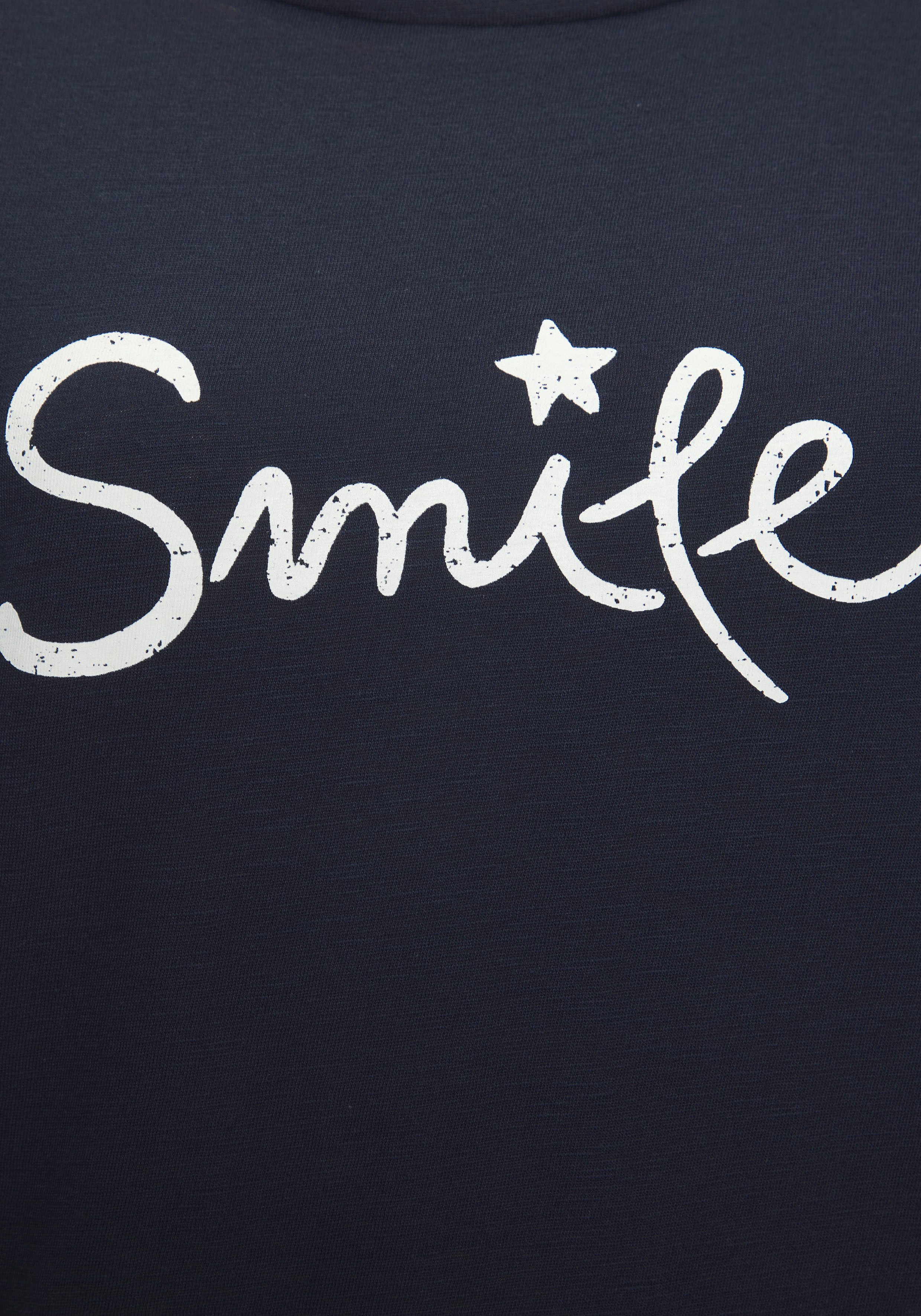 Beachtime T-shirt Met frontprint "Smile" in een zachte katoenkwaliteit