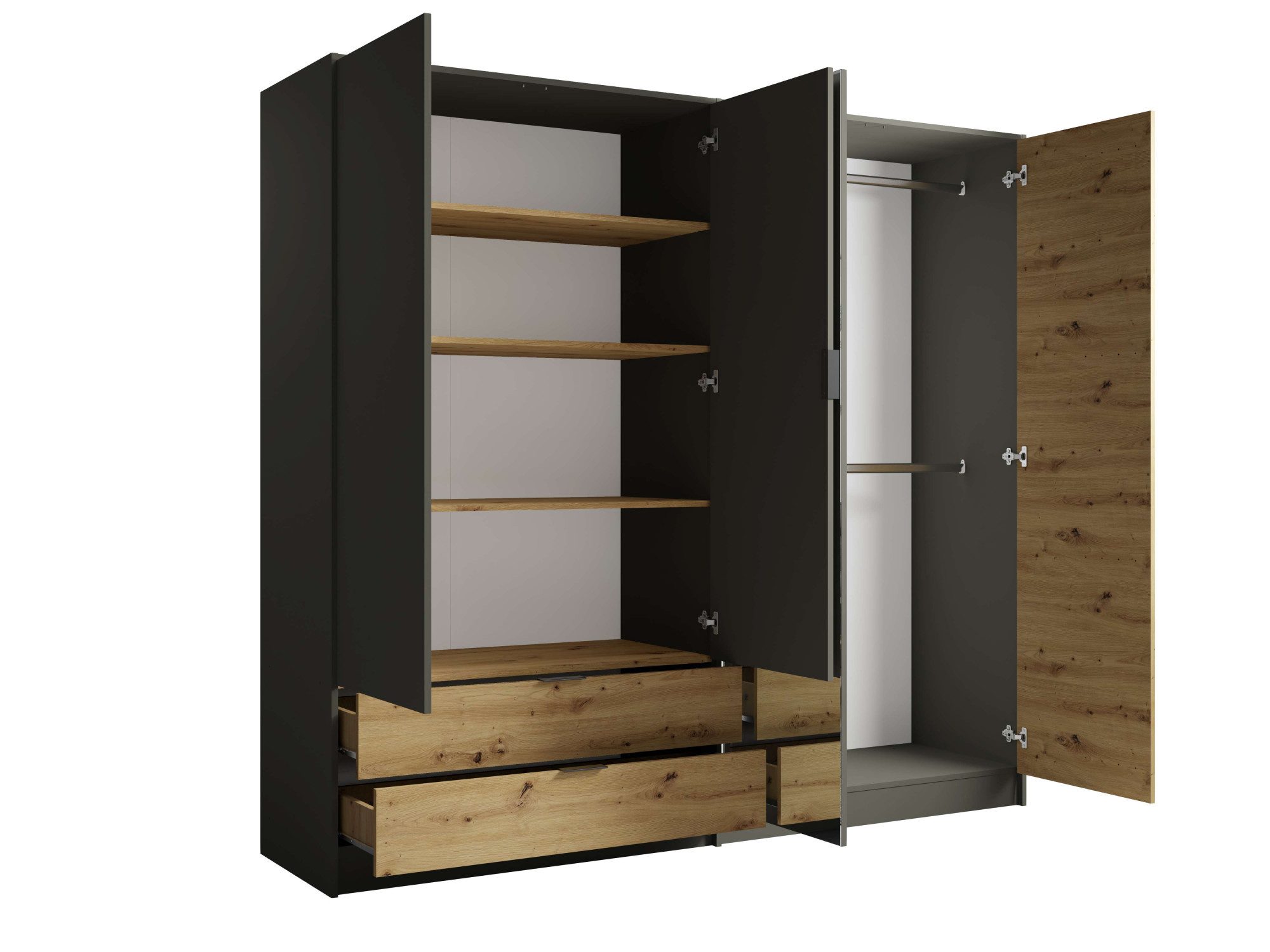 INOSIGN Kledingkast Loreto met lades en spiegel, B/D/H 220/54/202 cm