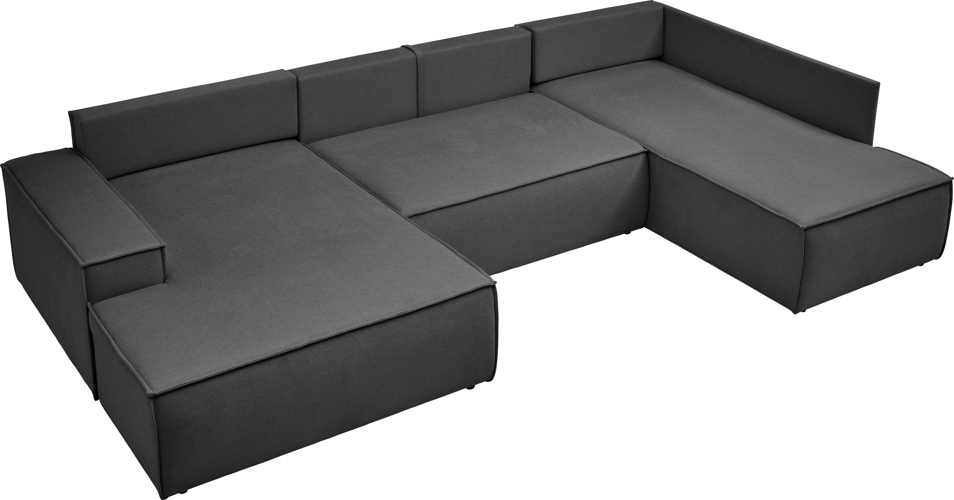 andas Zithoek FINNLEY U-model XXL 329 cm, bedbank, slaapfunctie m. bedkist