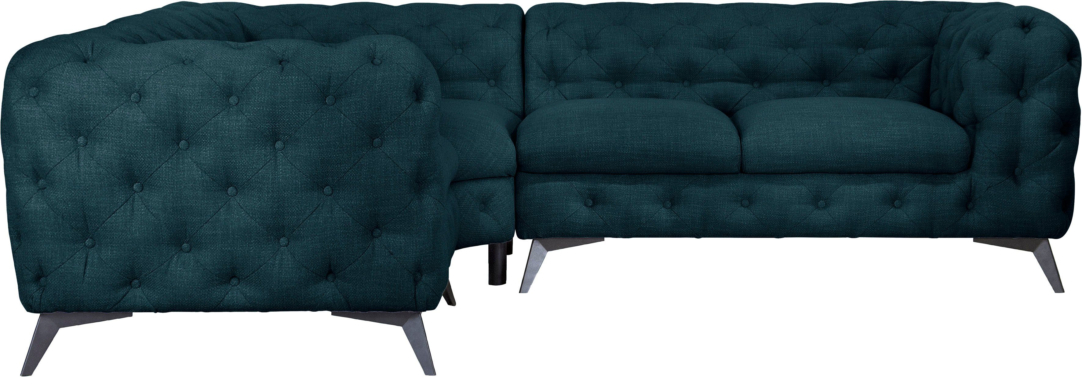 Leonique Chesterfield-bank Glynis L-vorm luxueuze capitonnage, moderne chesterfield look, kleur van de poten ter keuze