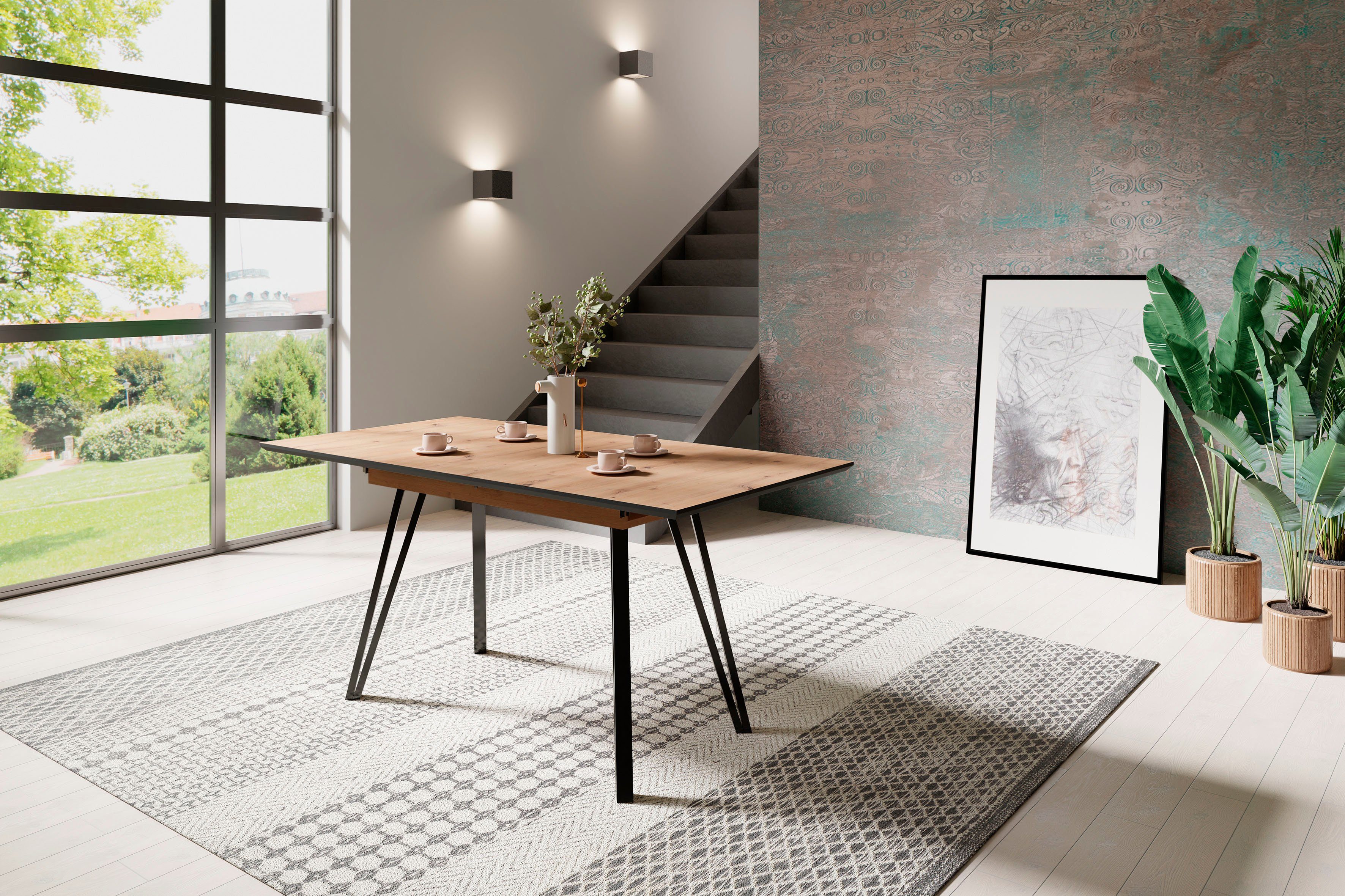 byLIVING Eettafel Keulen uittrekbaar met binnenin geplaatst inlegblad