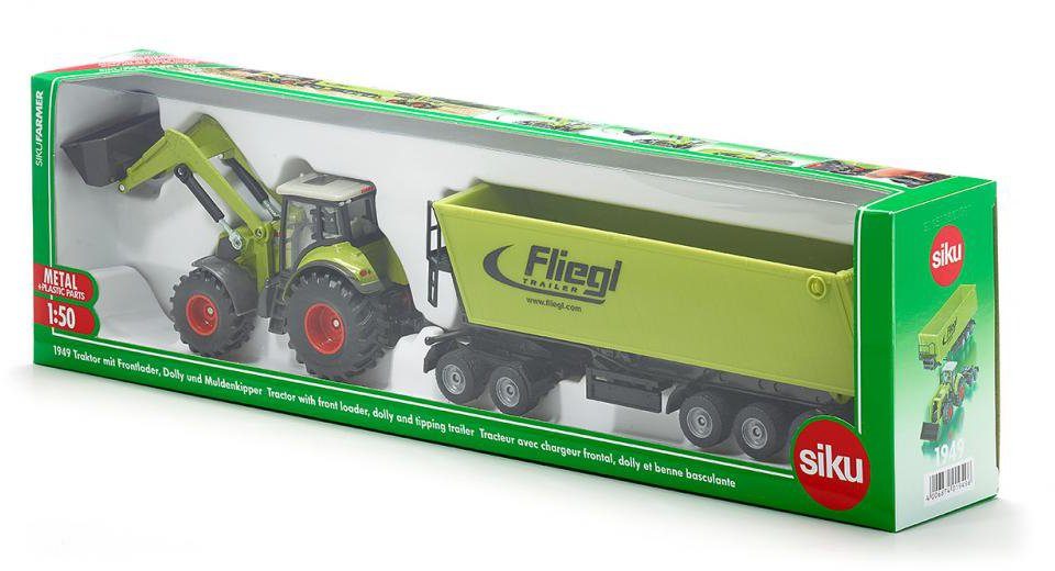 Siku Speelgoed-tractor SIKU Farmer, Claas Axion 850 met Dolly en kiepauto (1949)