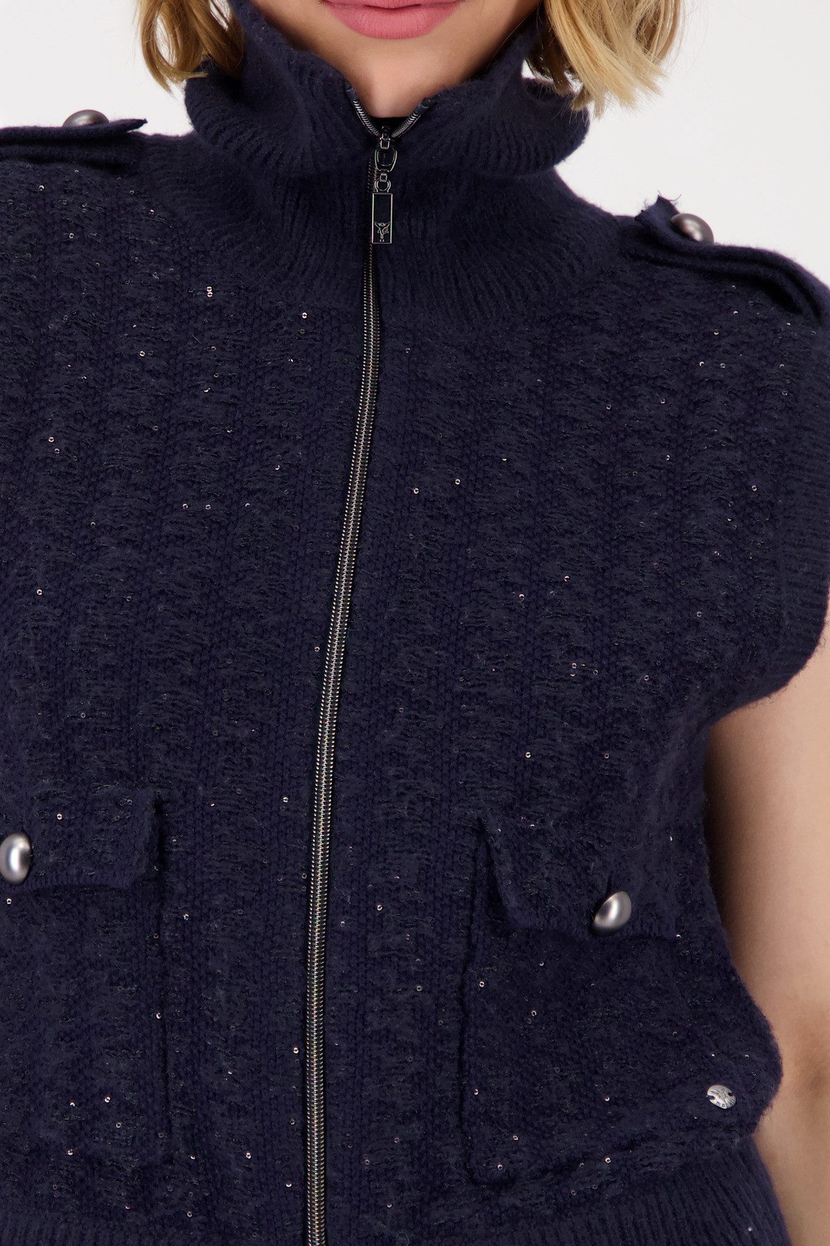 Monari Vest Regular fit met ronde hals met opstaande kraag