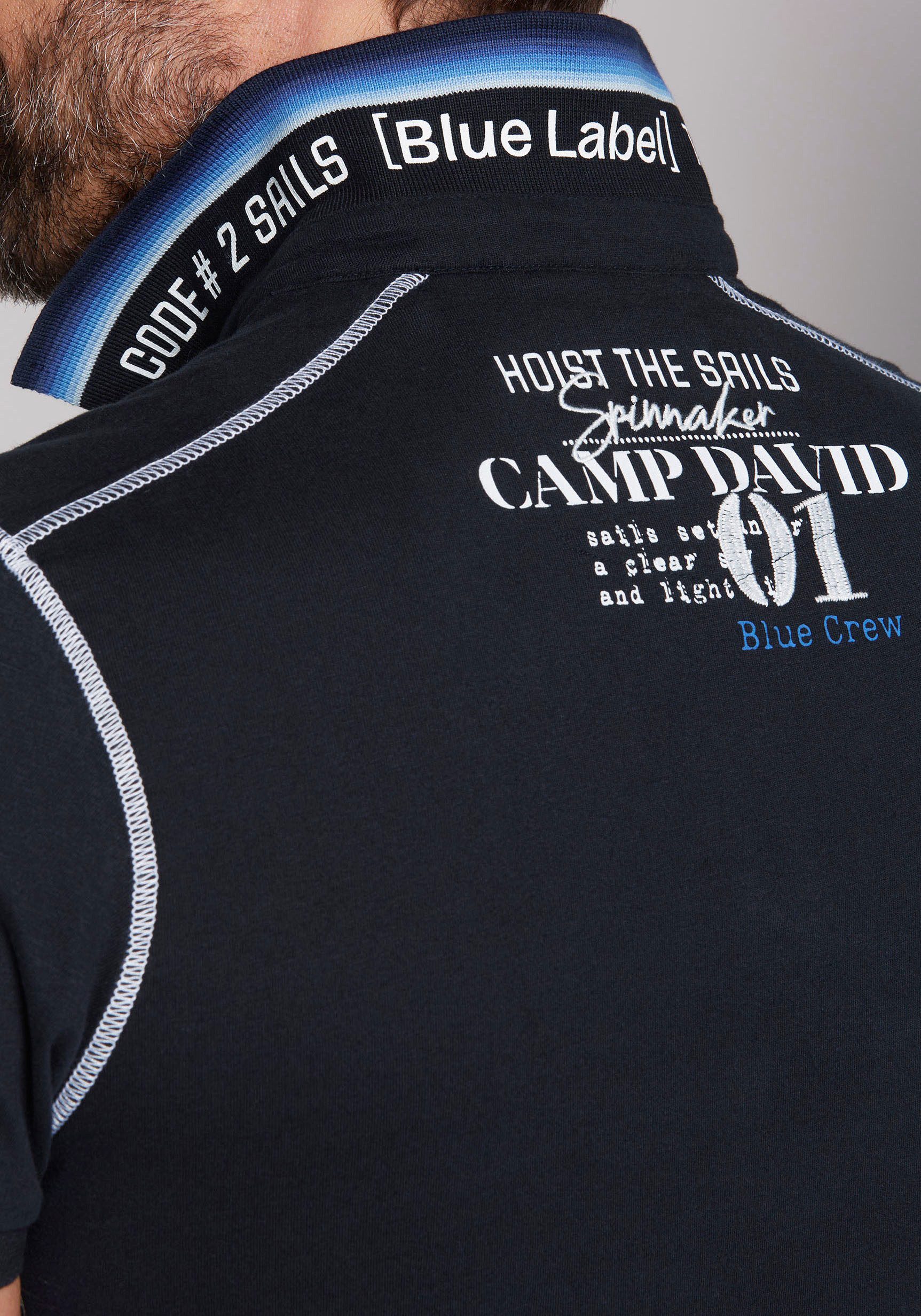 CAMP DAVID Poloshirt met logo-applicaties