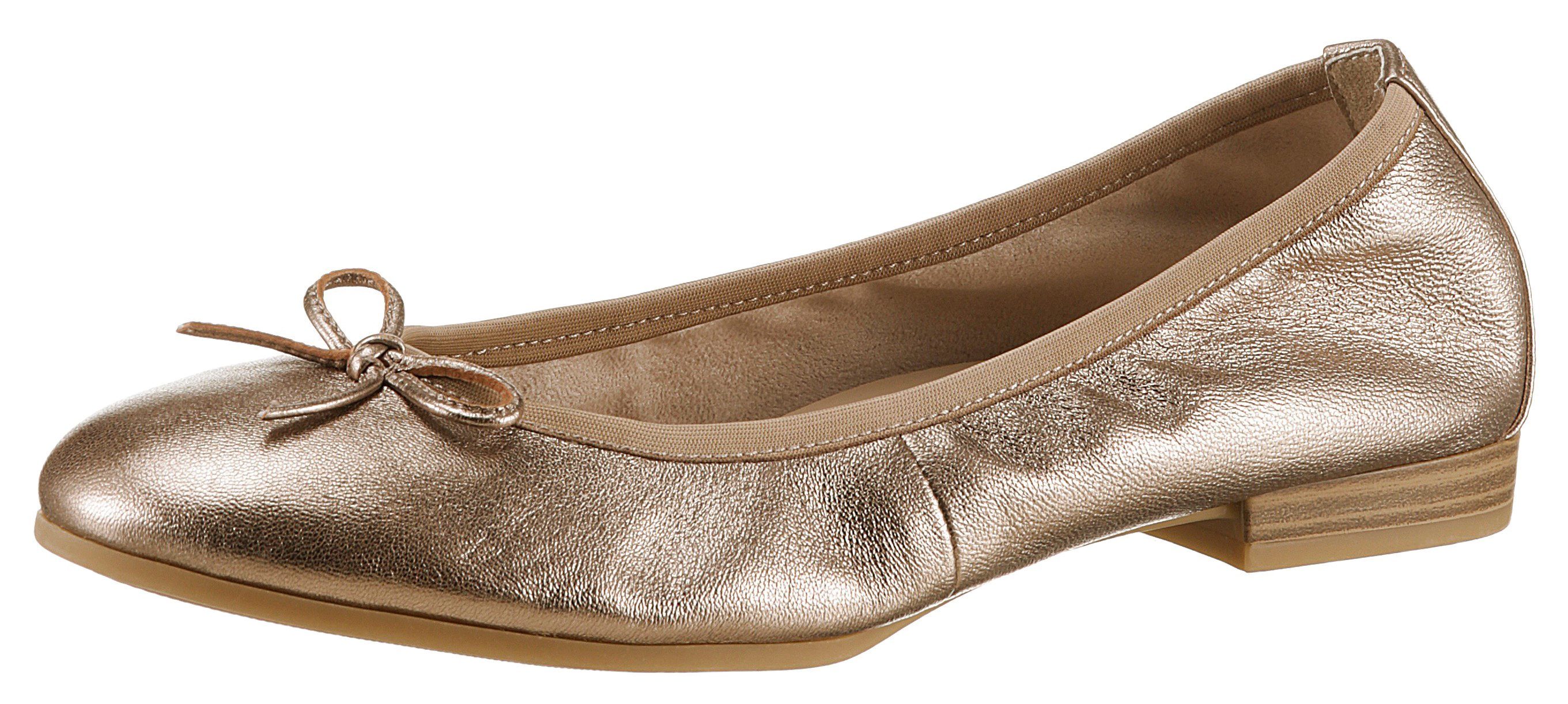 Tamaris Ballerina's Feestelijke schoen, trouwschoen, flats met mooie metallic glans