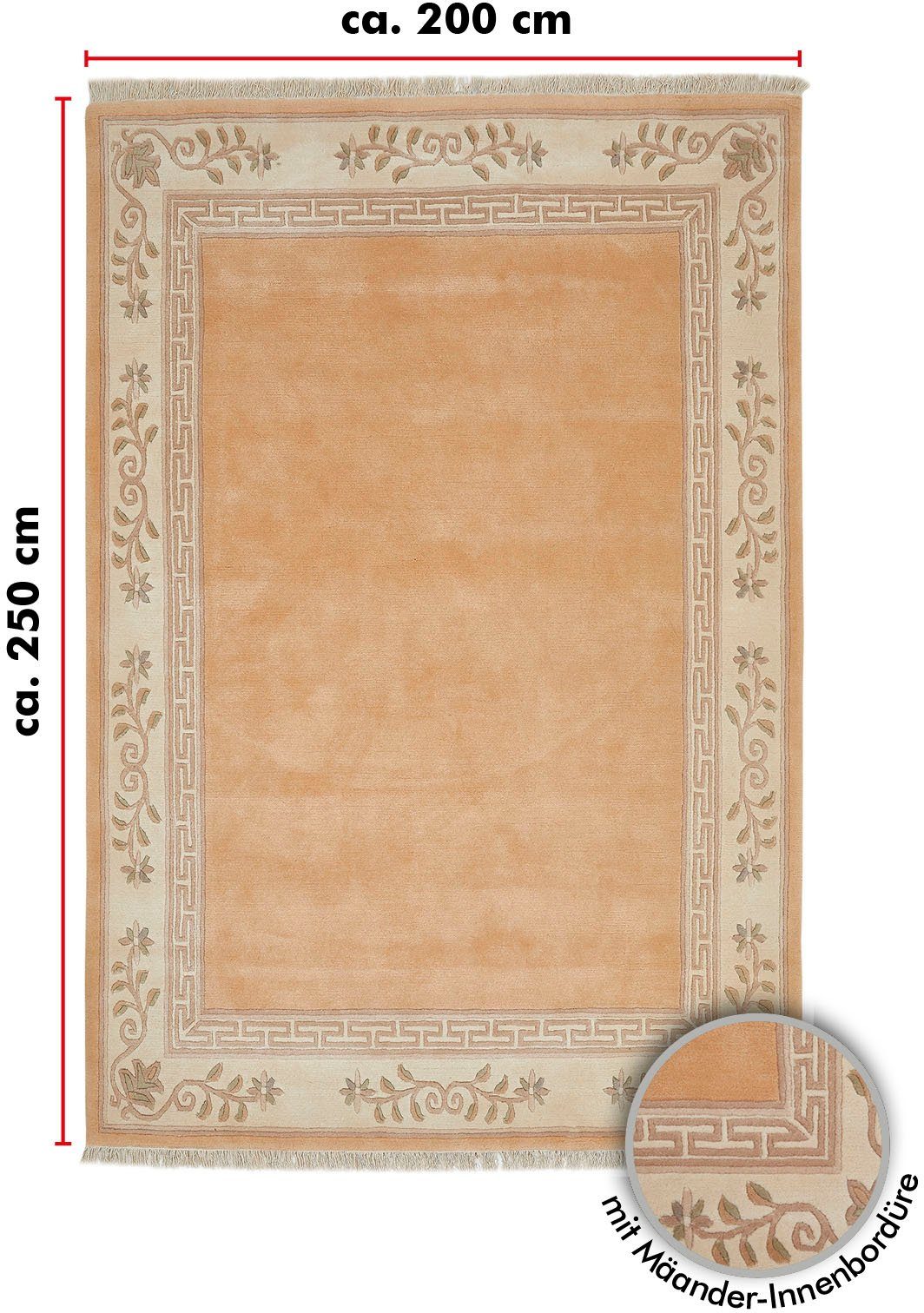 LUXOR living Wollen kleed ADOUR zuivere wol, met de hand geknoopt, met randdessin en franje, woonkamer