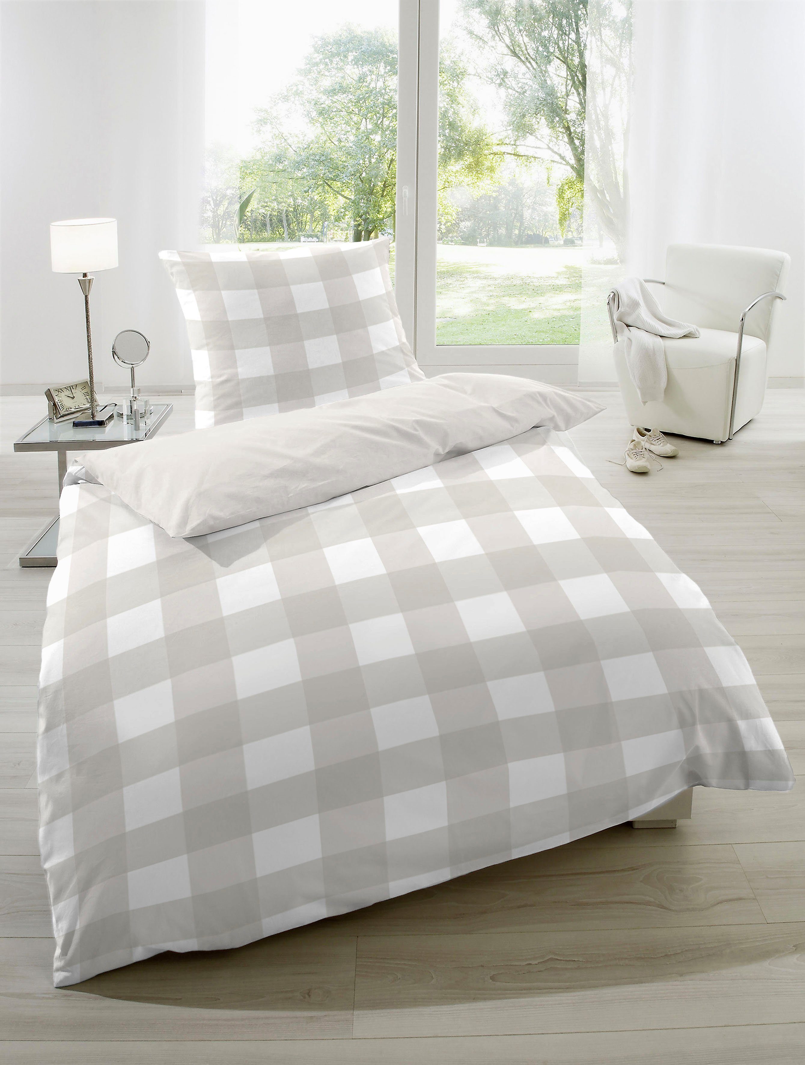 Primera Overtrekset Basic Perkal in modern ruitdesign