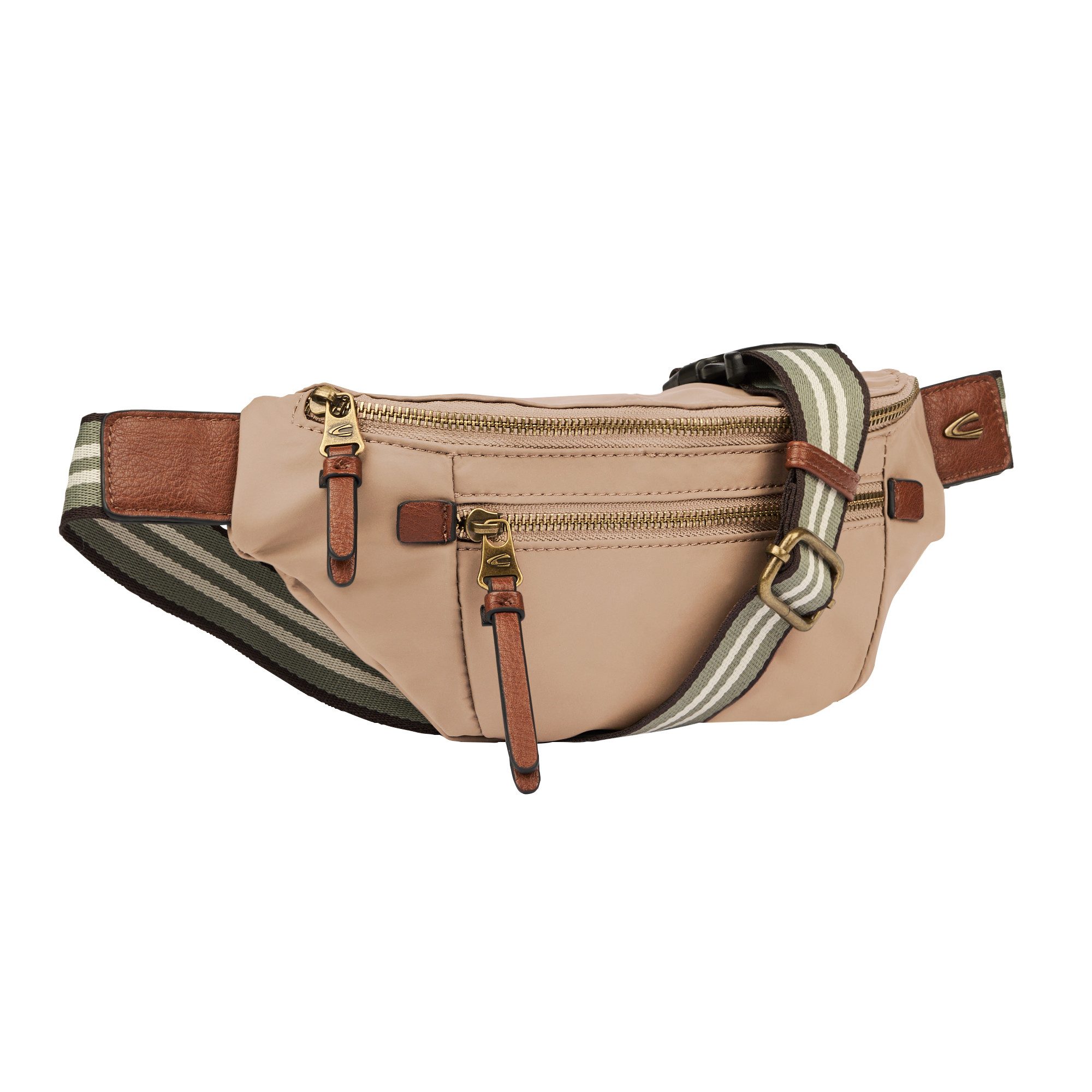 camel active Buiktasje Bari van hoogwaardig mat nylon met gestreept geweven band dames heuptasjes maat 13 cm